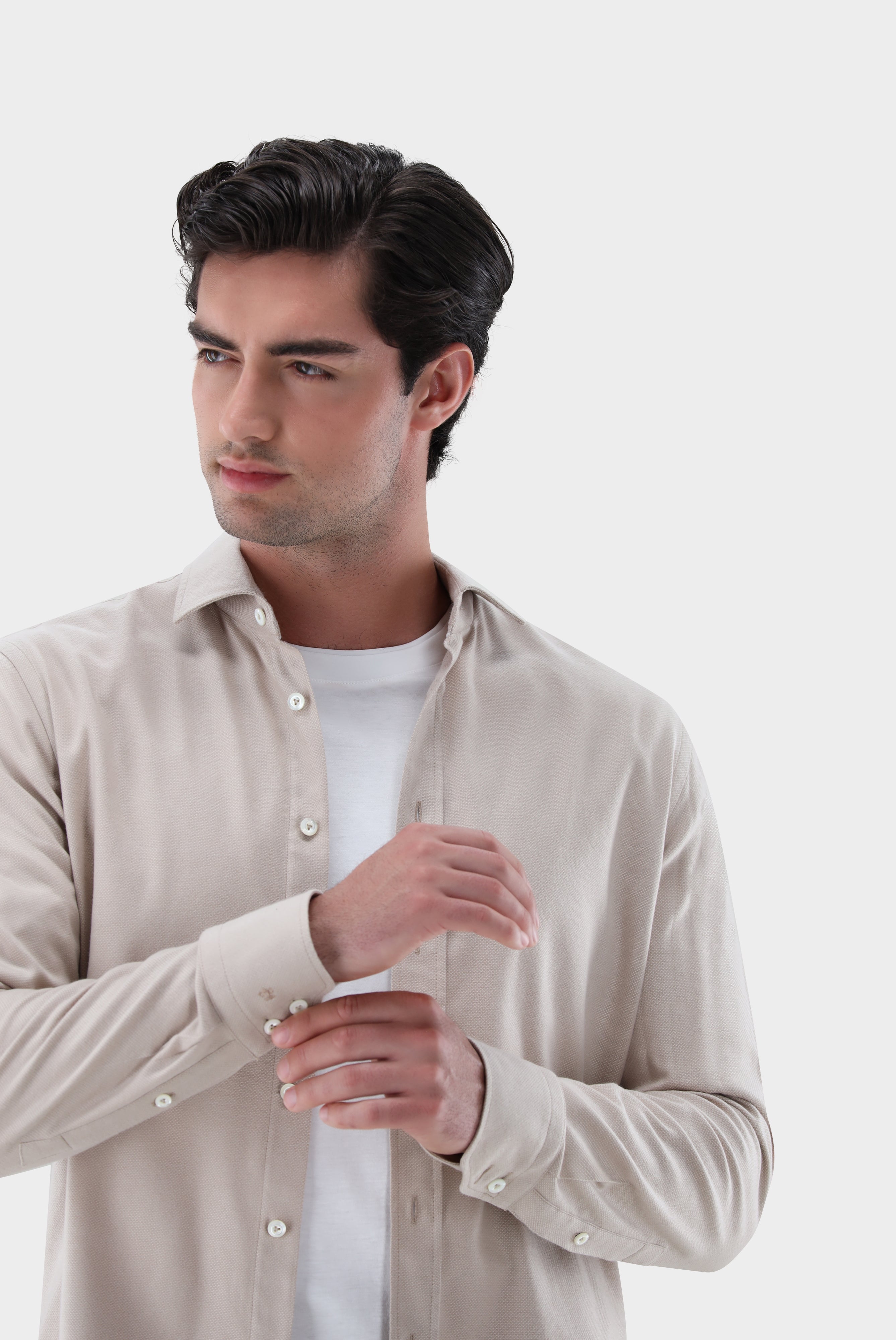Flanellhemd | mit Fischgräten-Muster Slim Fit-Hemden & Blusen-Van Laack-OUTLET-ARCHIVIST-ARCHIVE-SALE