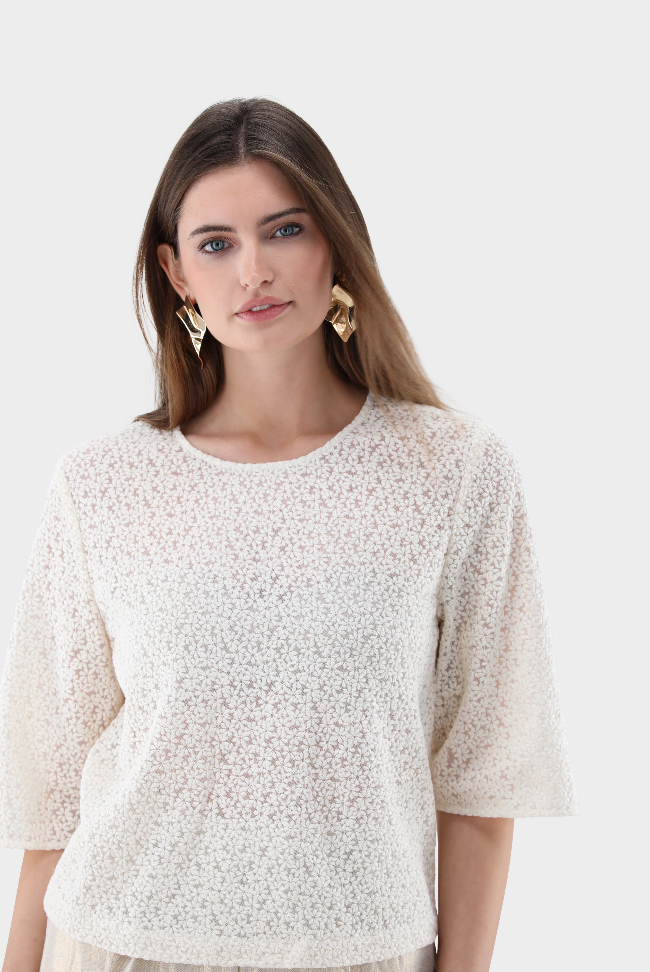 Top | aus Blumen Stickerei-Hemden & Blusen-Van Laack-OUTLET-ARCHIVIST-ARCHIVE-SALE