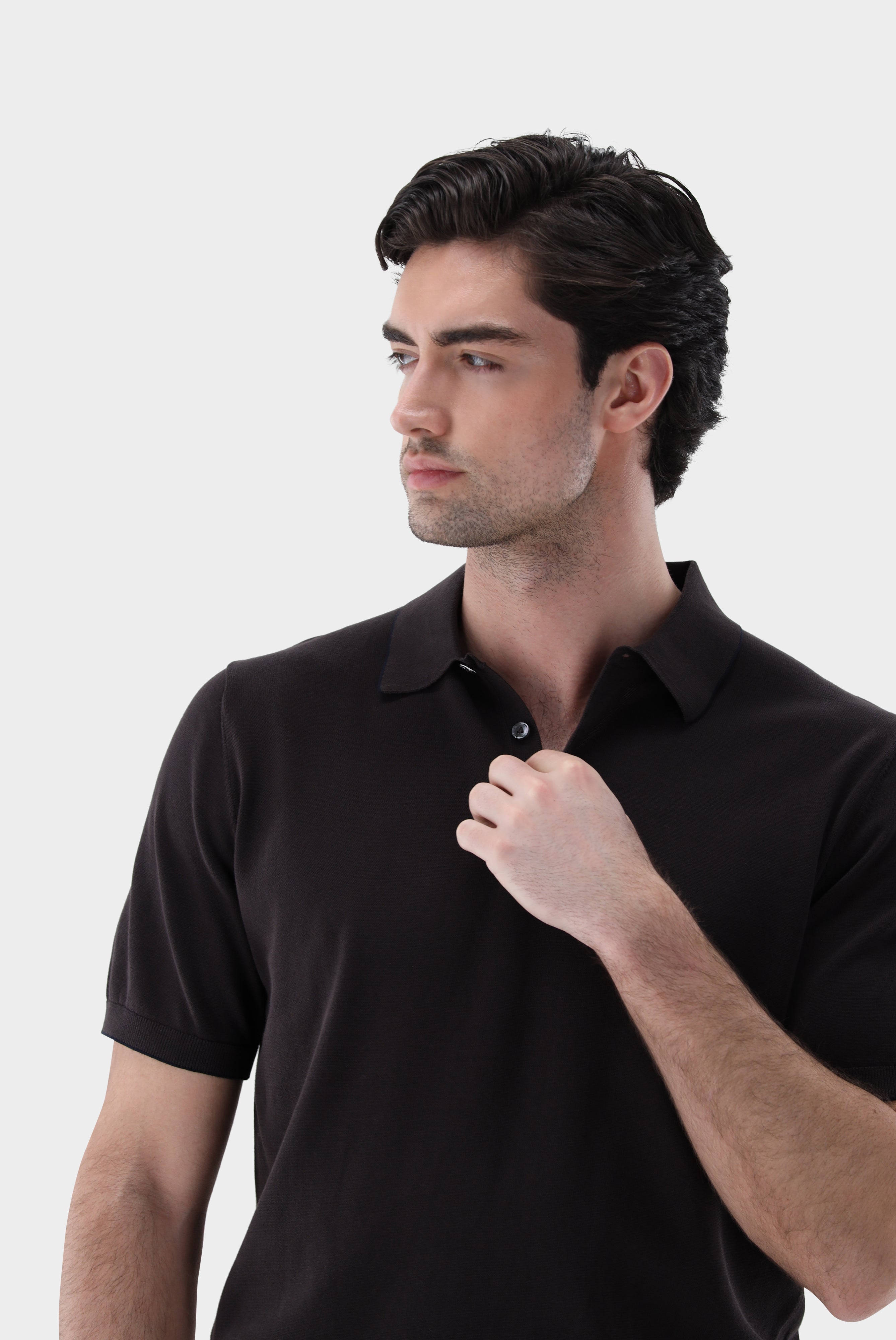 Strick Poloshirt mit Detail | aus Air Cotton