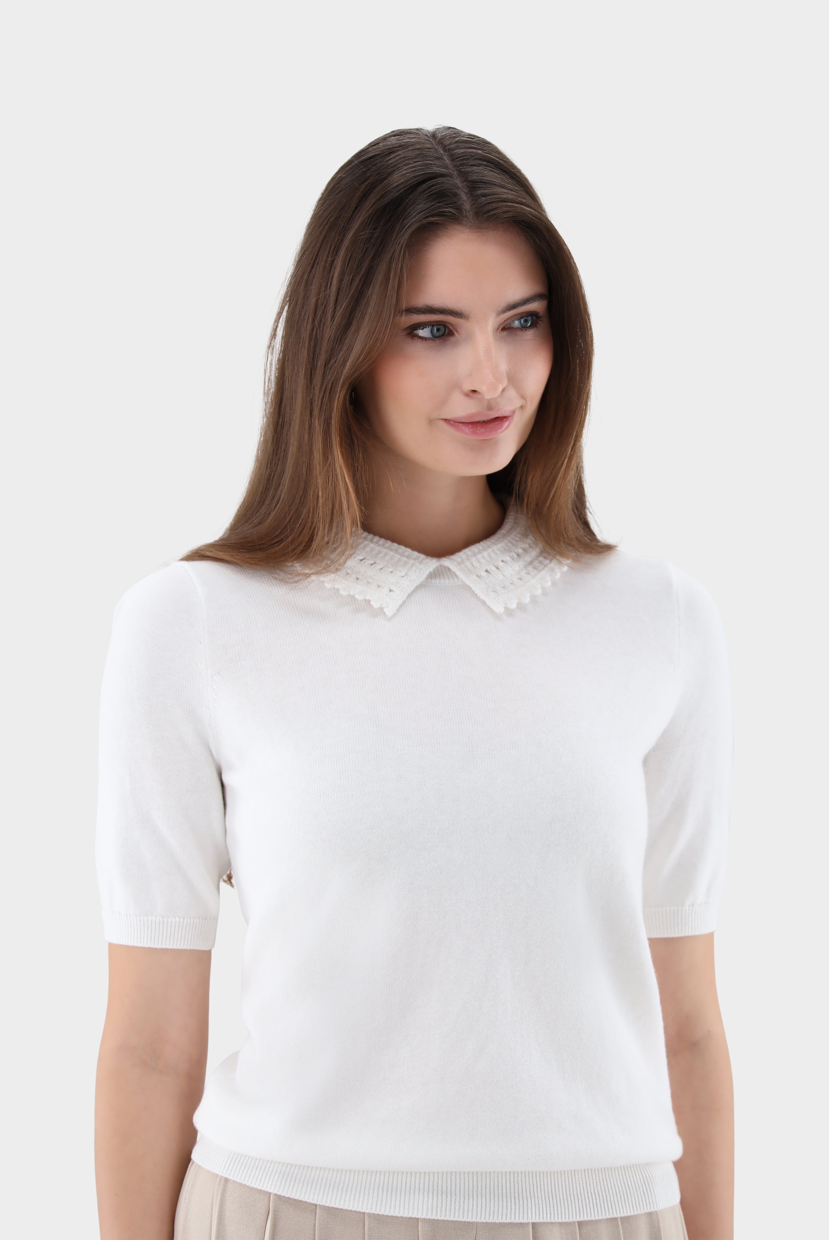 Strick Poloshirt | mit Häkel-Kragen