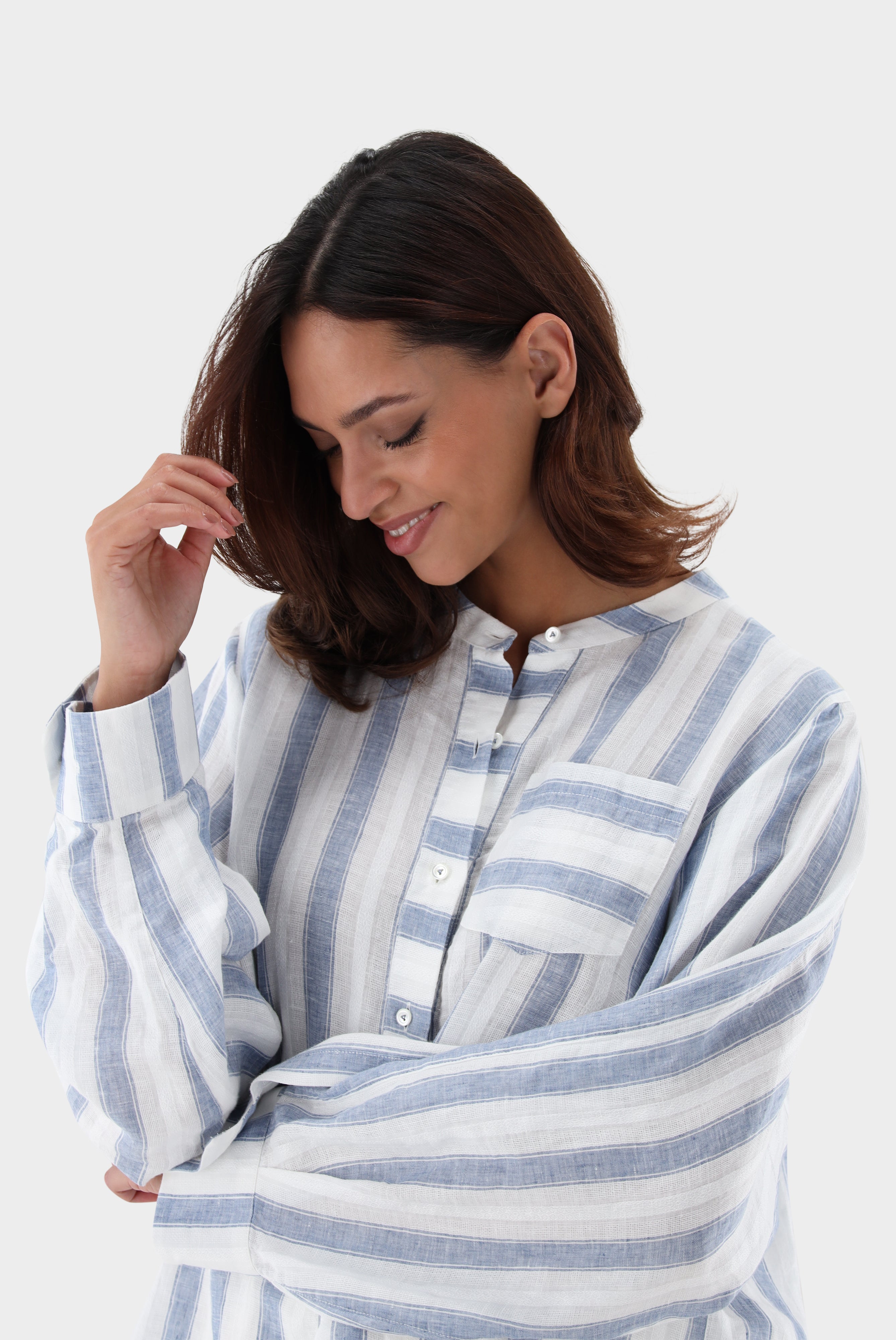 Van Laack-Bluse | oversized gestreift aus Leinen-Hemden & Blusen-Black-Deal-Outlet-by-ARCHIVIST