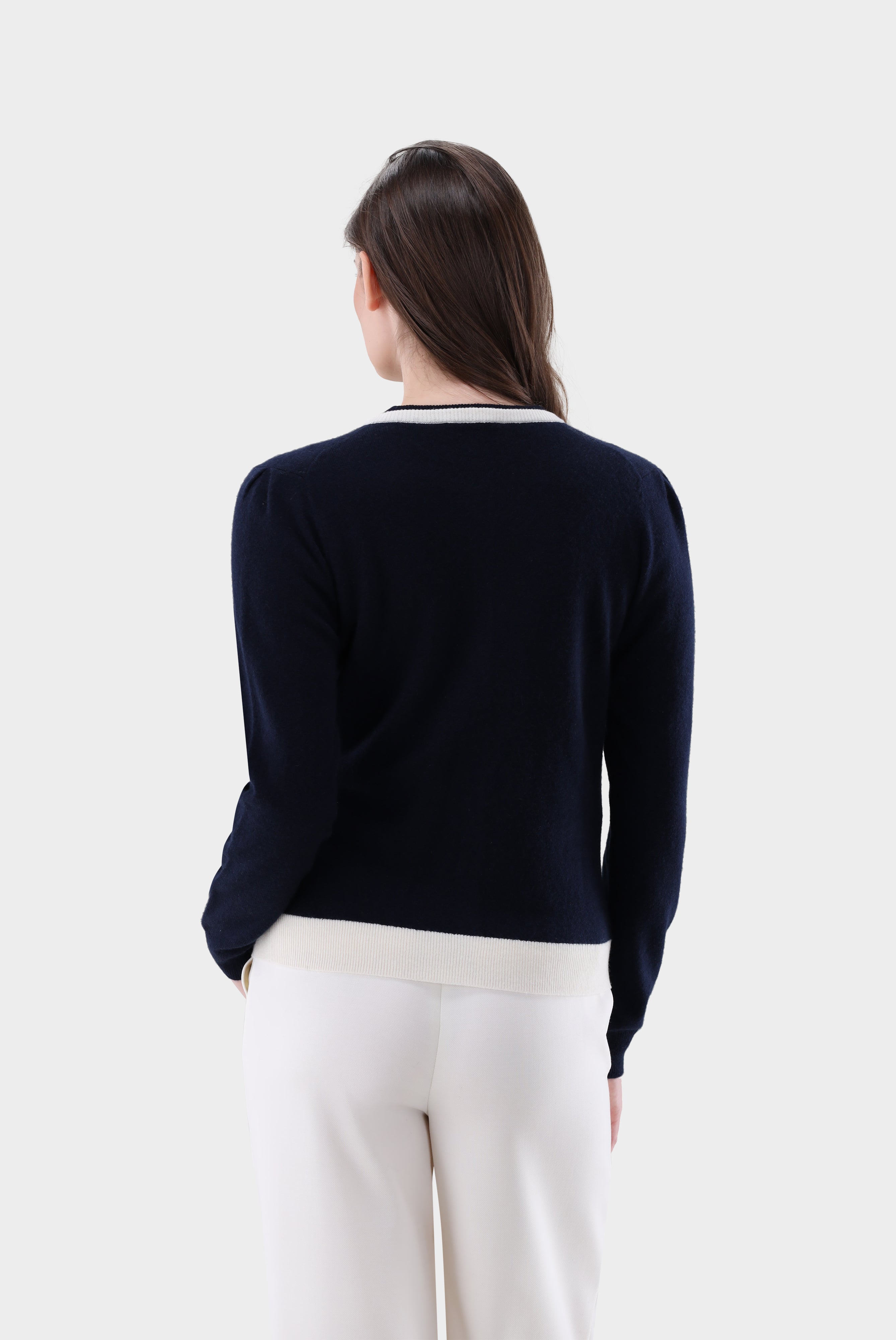 Strickjacke | aus Kaschmir mit Kontrasten-Jacken & Mäntel-Van Laack-OUTLET-ARCHIVIST-ARCHIVE-SALE