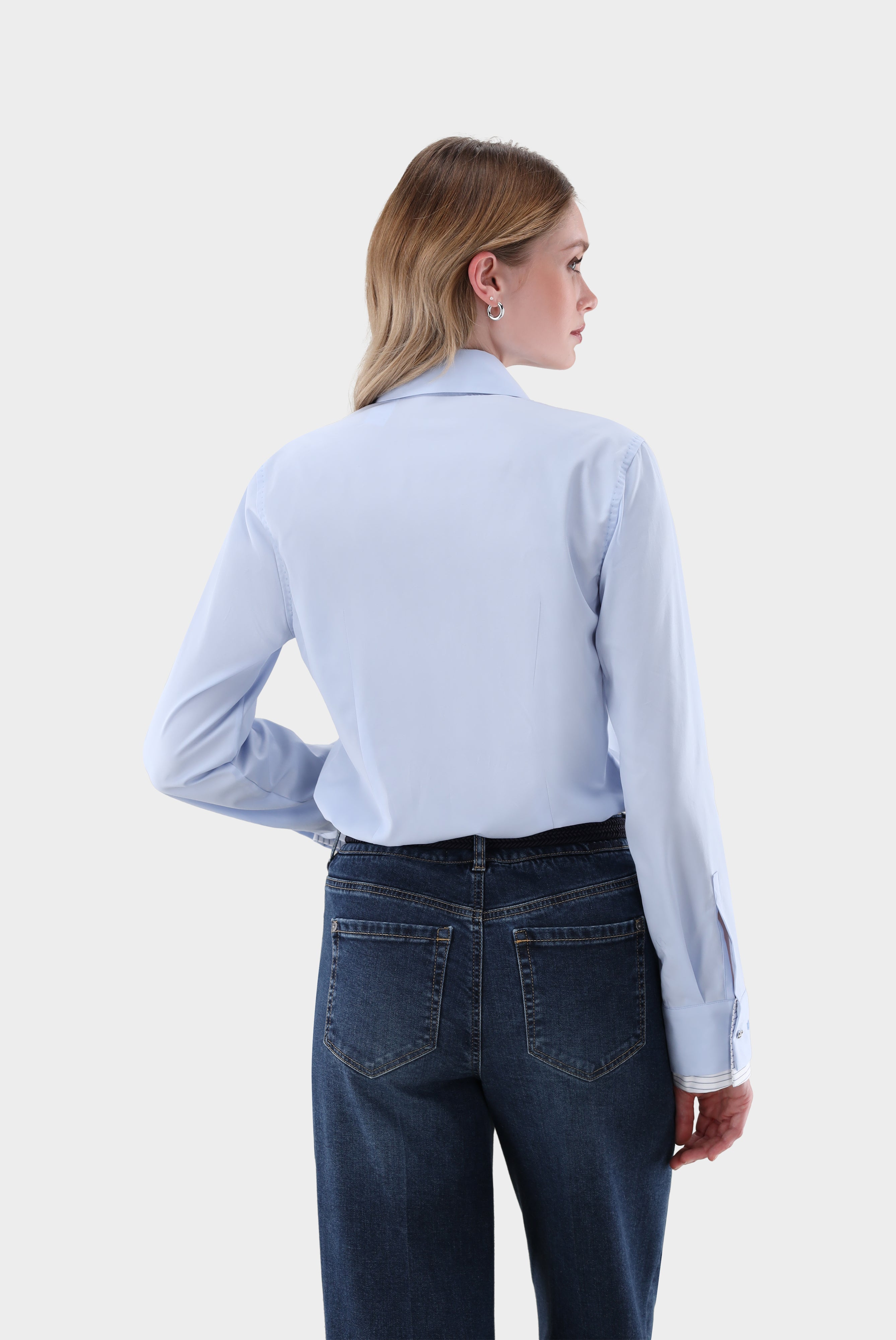 Hemdbluse | mit Doppelmanschette und Kontrasten