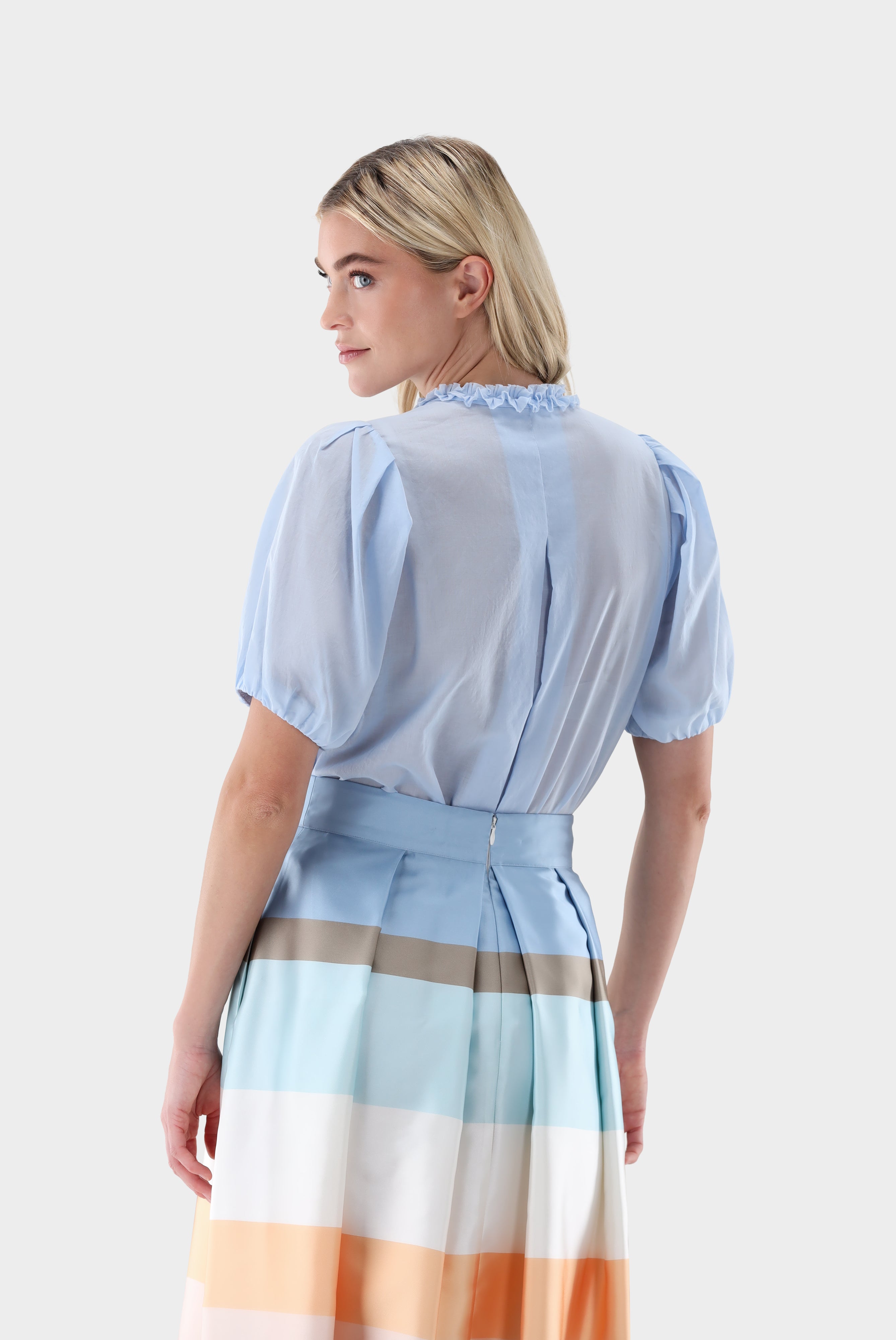 Kurzarm Bluse | mit Rüschen-Hemden & Blusen-Van Laack-OUTLET-ARCHIVIST-ARCHIVE-SALE