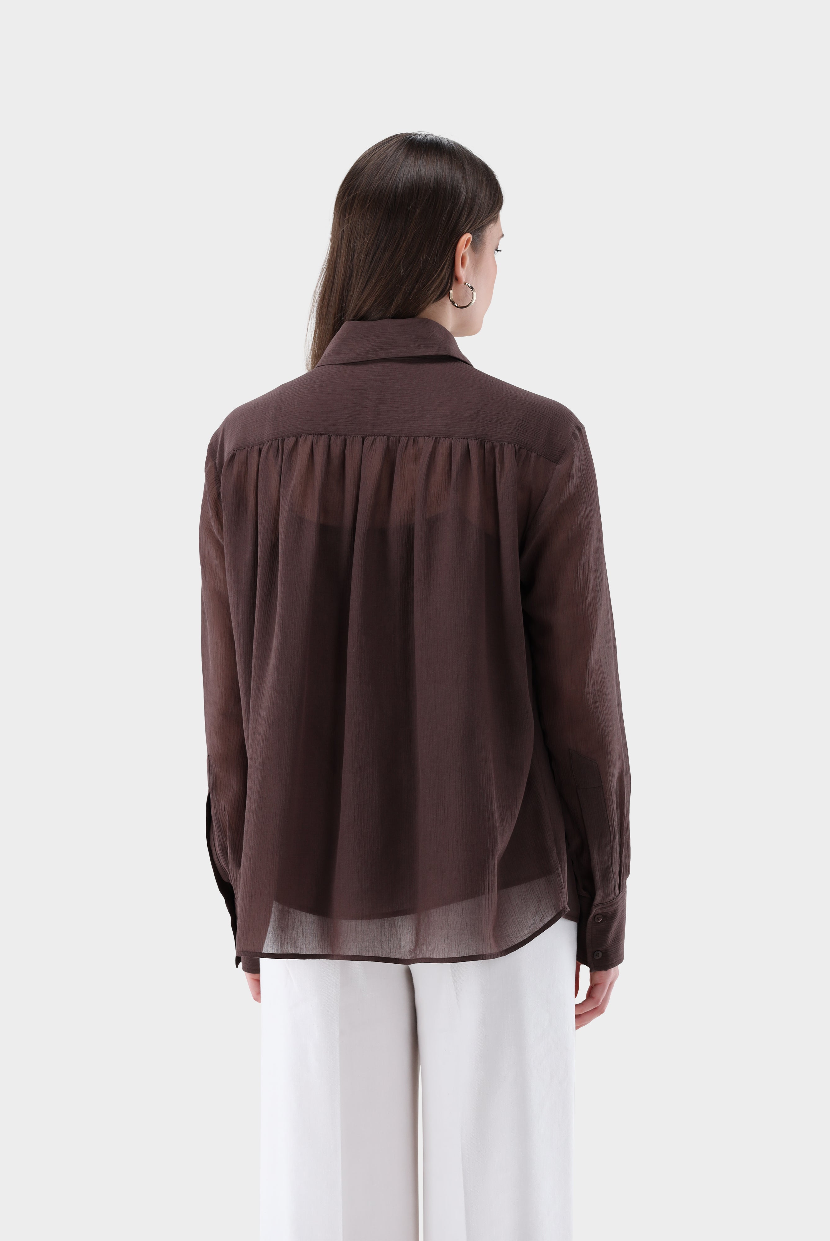 Lockere Hemdbluse | mit Crinkle-Effekt