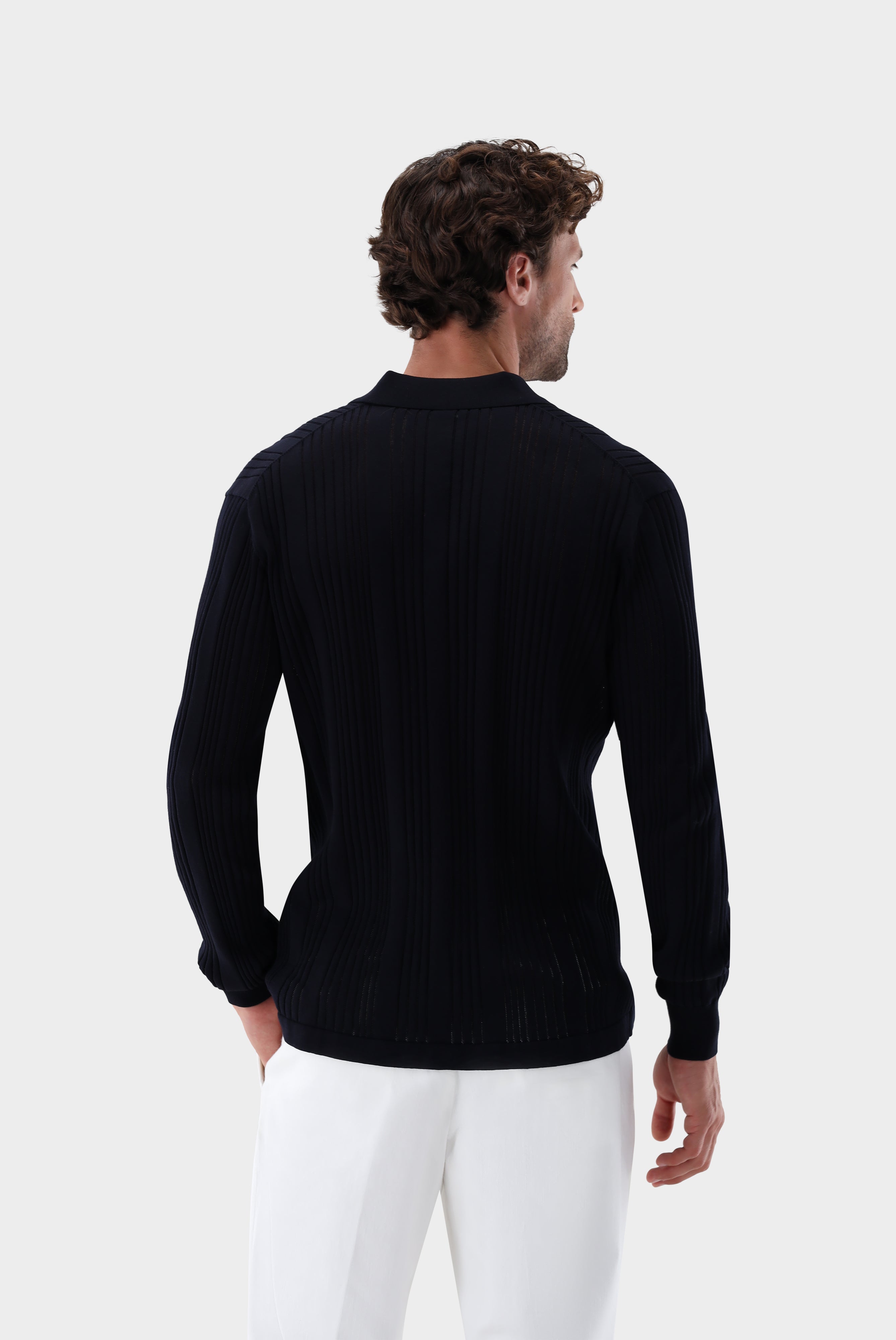 Strickhemd | mit Streifen-Struktur aus Air Cotton-Strick & Pullover-Van Laack-OUTLET-ARCHIVIST-ARCHIVE-SALE