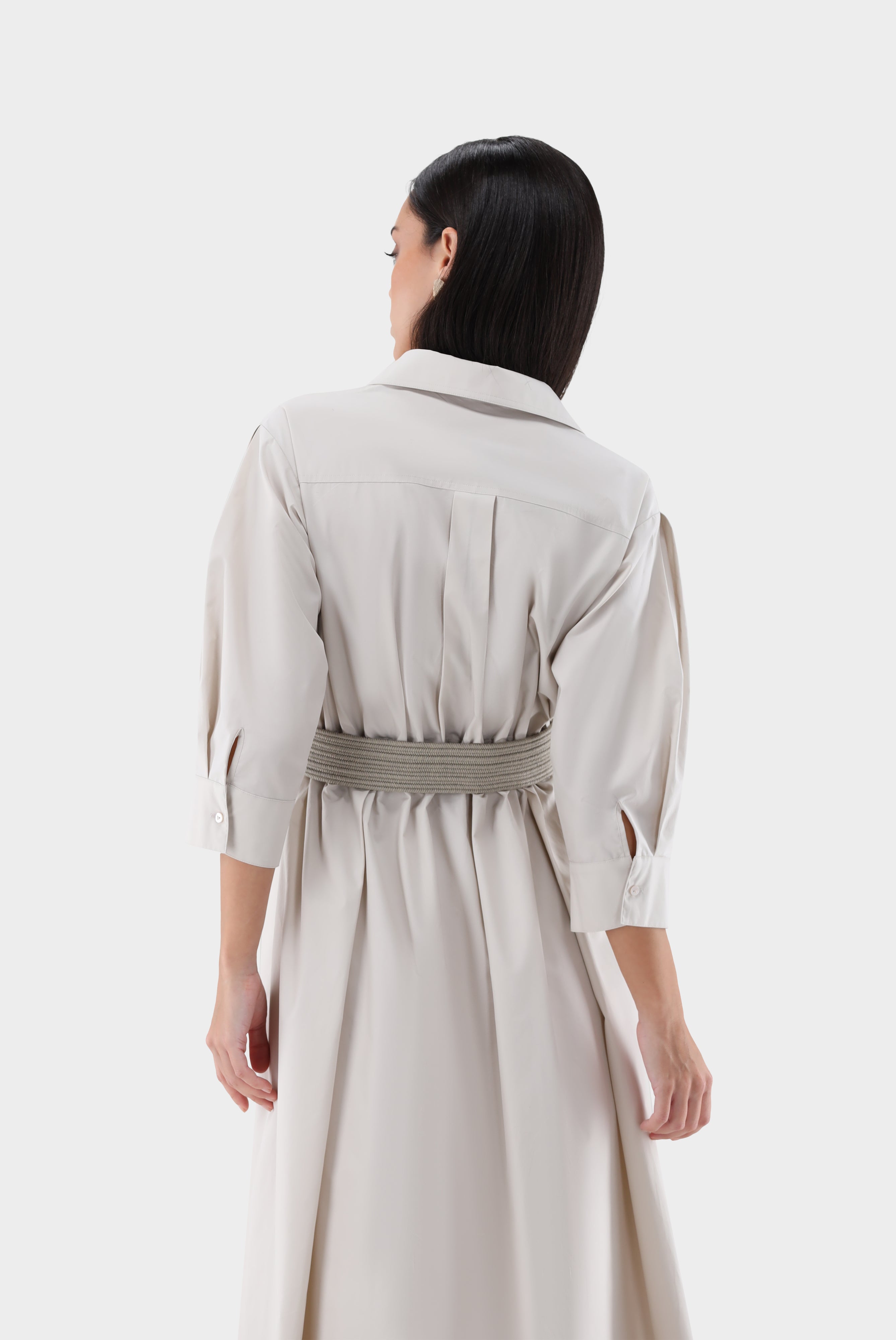 Midi-Hemdblusenkleid | mit Falten