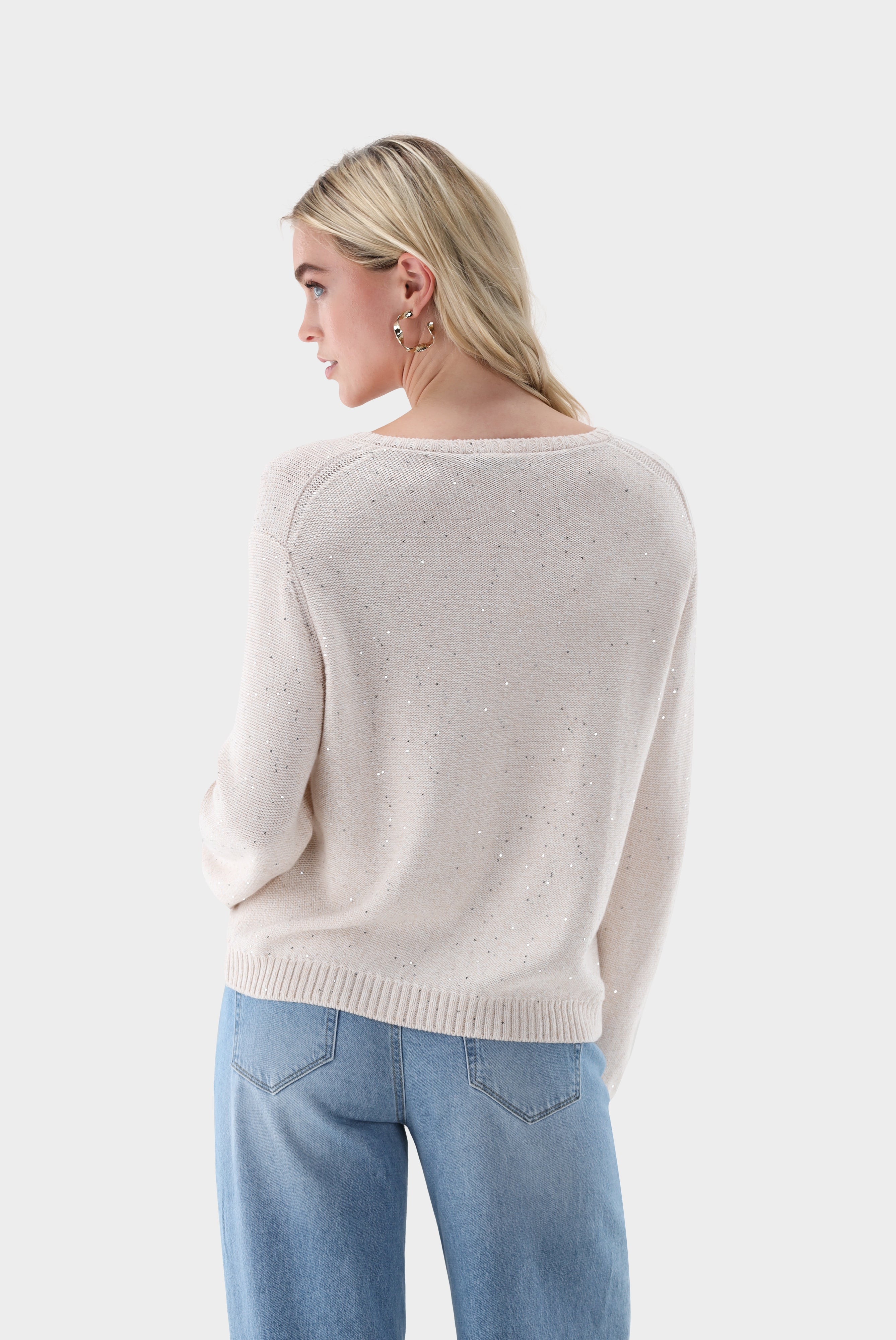 Pullover mit V-Ausschnitt | mit Kaschmir und Pailletten