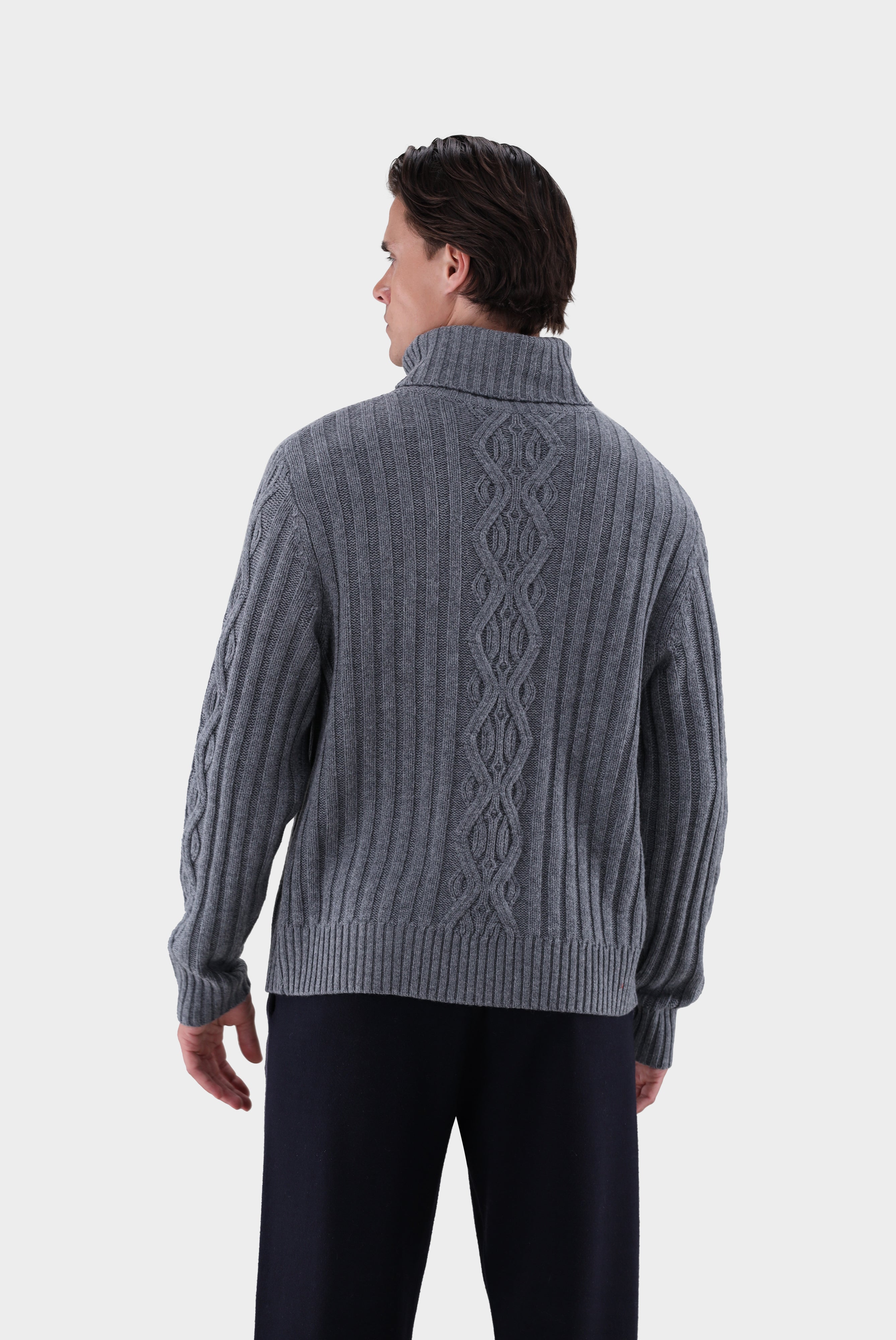 Rollkragenpullover | mit Kaschmir und Zopfmuster-Strick & Pullover-Van Laack-OUTLET-ARCHIVIST-ARCHIVE-SALE