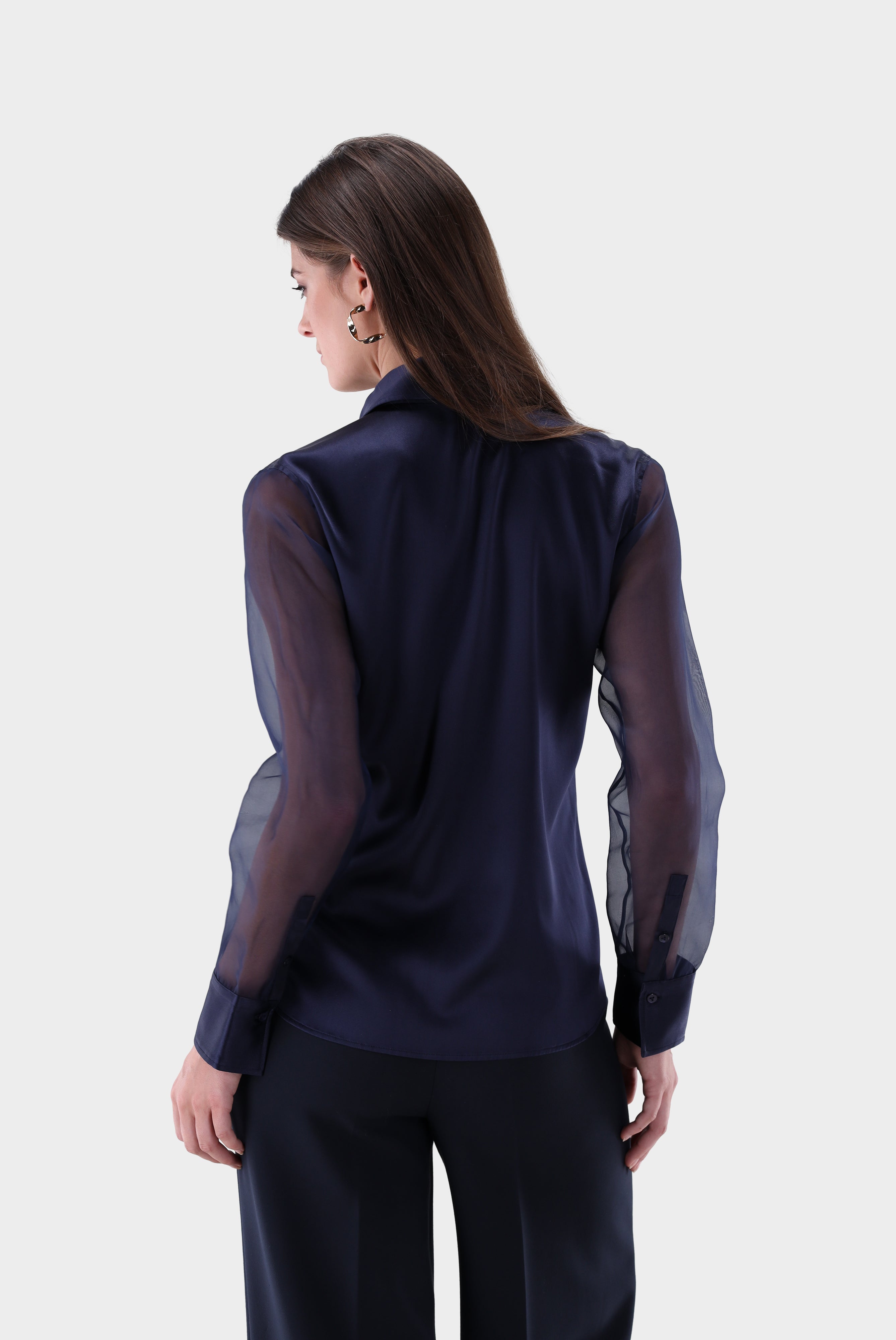 Seidenbluse | mit Organza Ärmeln