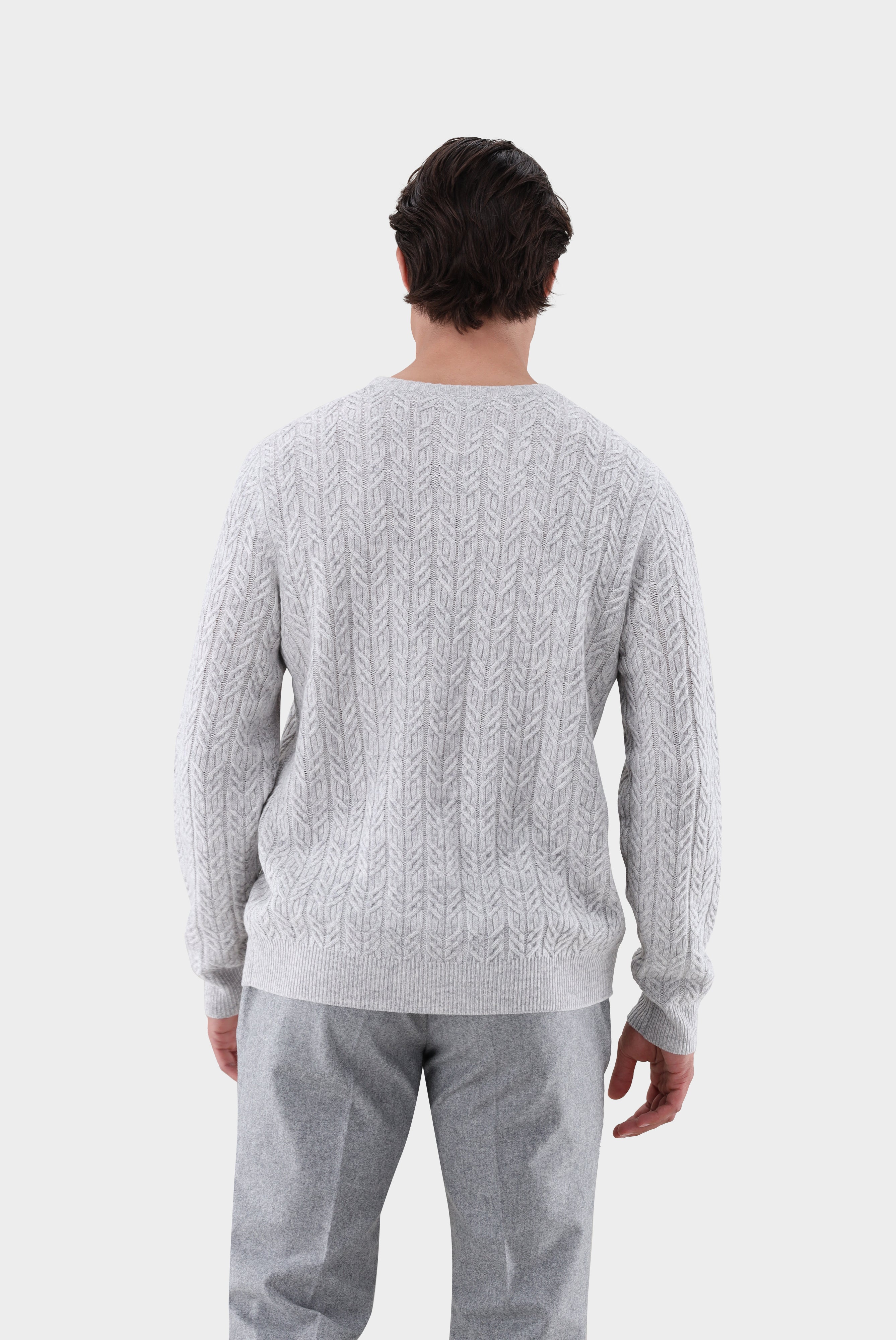Rundhalspullover | mit Zopfstrick und Kaschmir-Strick & Pullover-Van Laack-OUTLET-ARCHIVIST-ARCHIVE-SALE