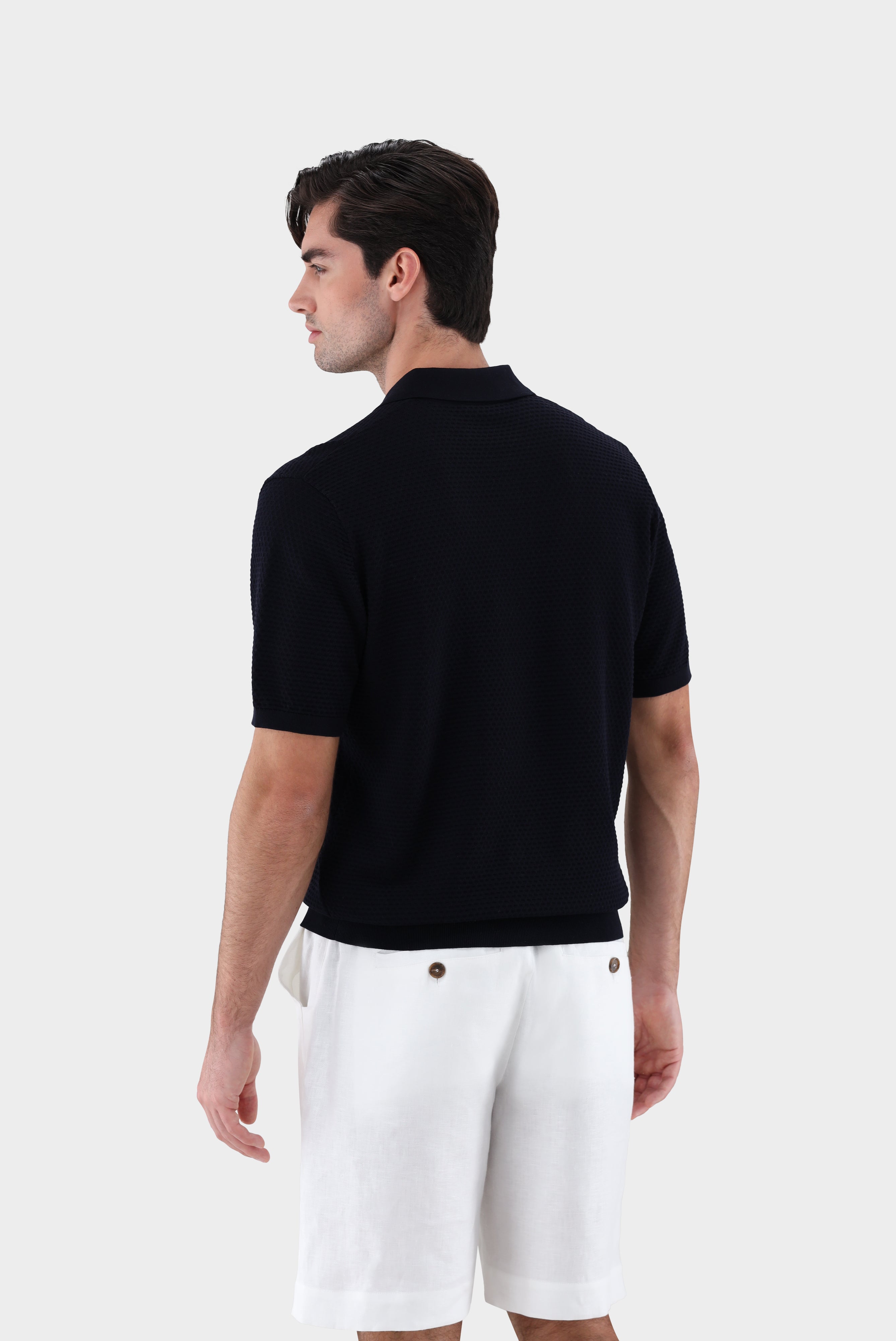 Strick Poloshirt | mit Struktur und Reisßverschluss