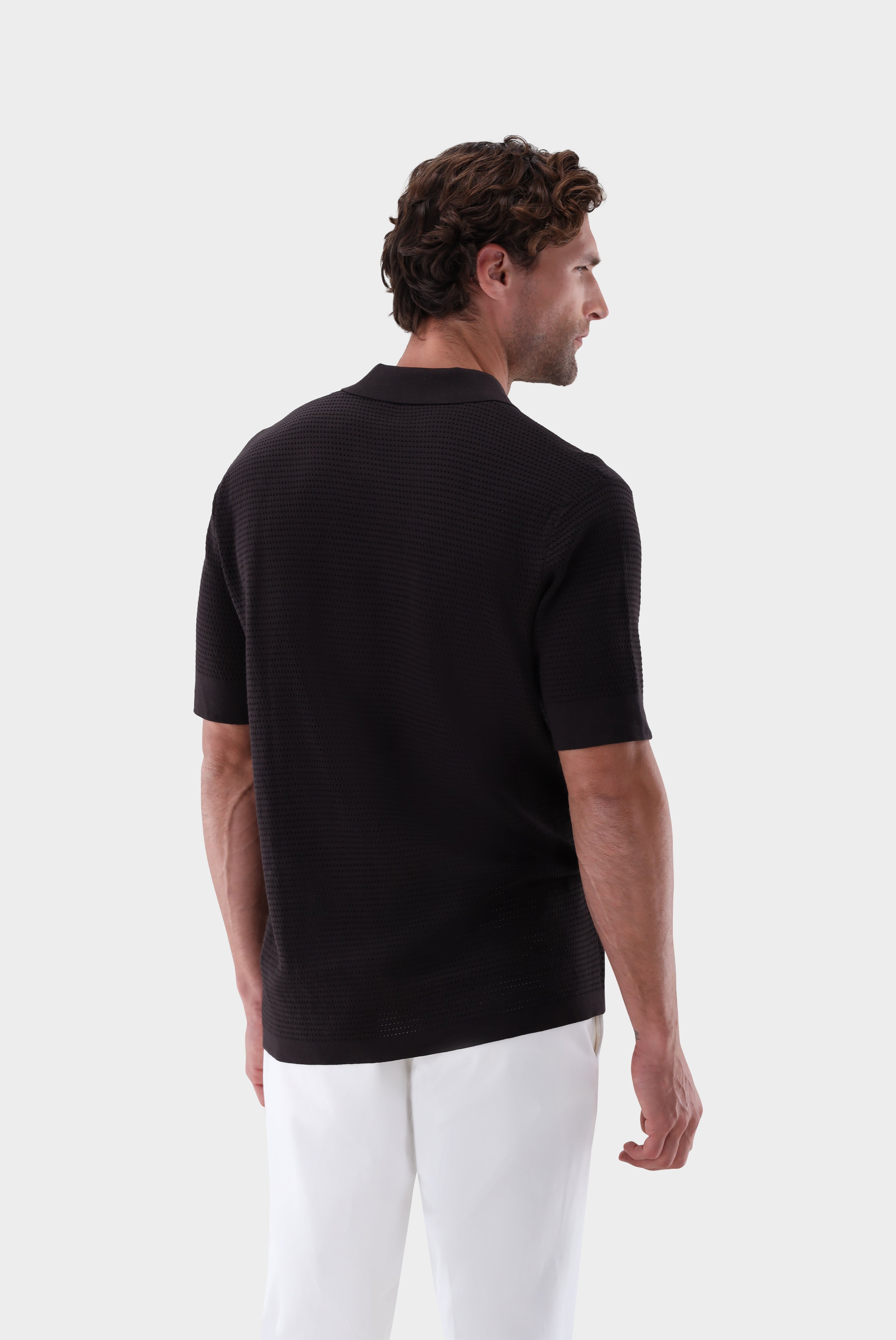 Strick Polo | mit Retro Struktur