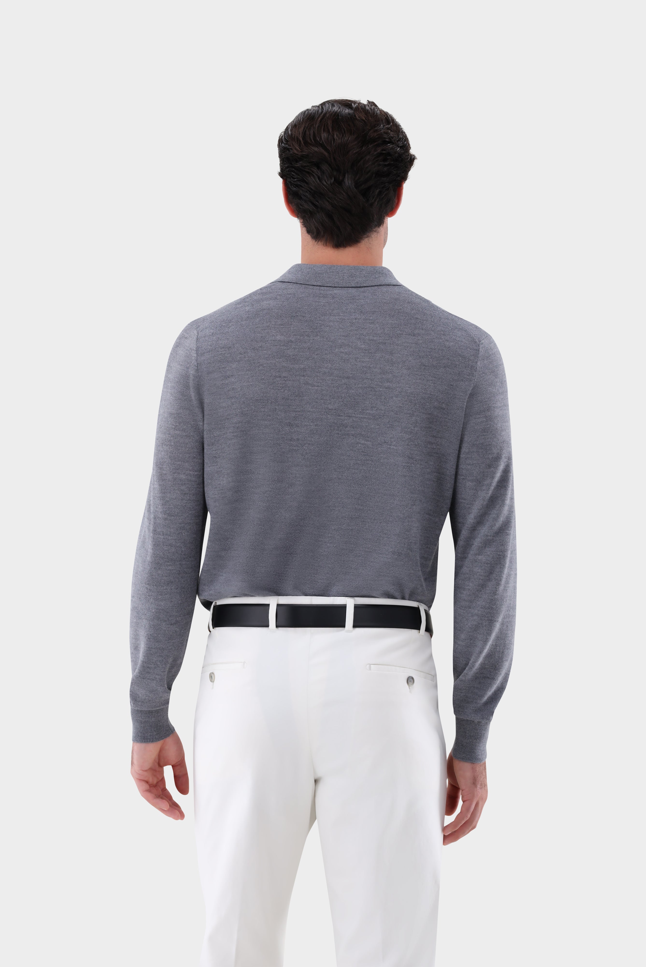 Poloshirt | gestrickt mit Langarm und Reiskorn-Struktur-Strick & Pullover-Van Laack-OUTLET-ARCHIVIST-ARCHIVE-SALE