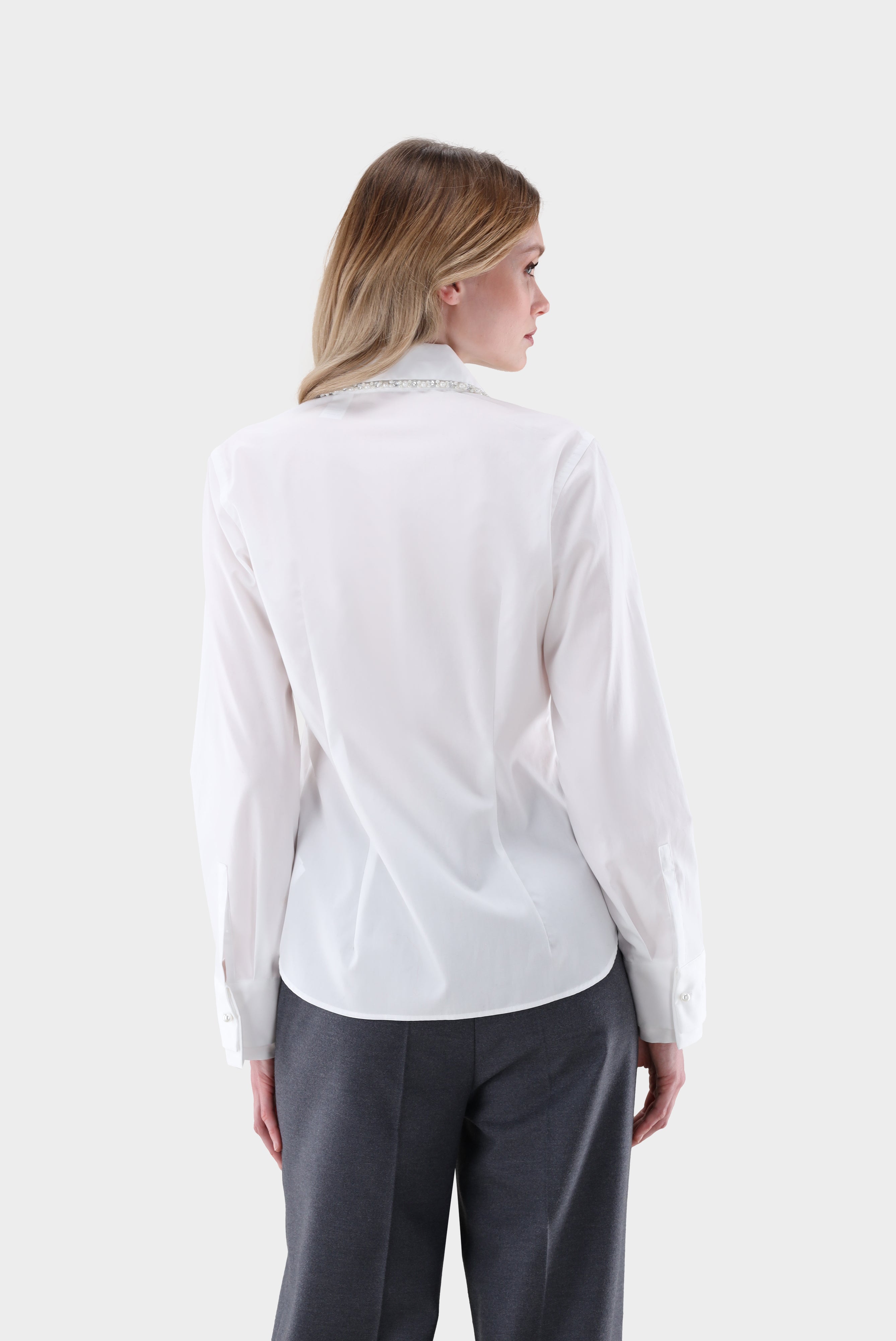 Hemdbluse | mit Perlenbesatz