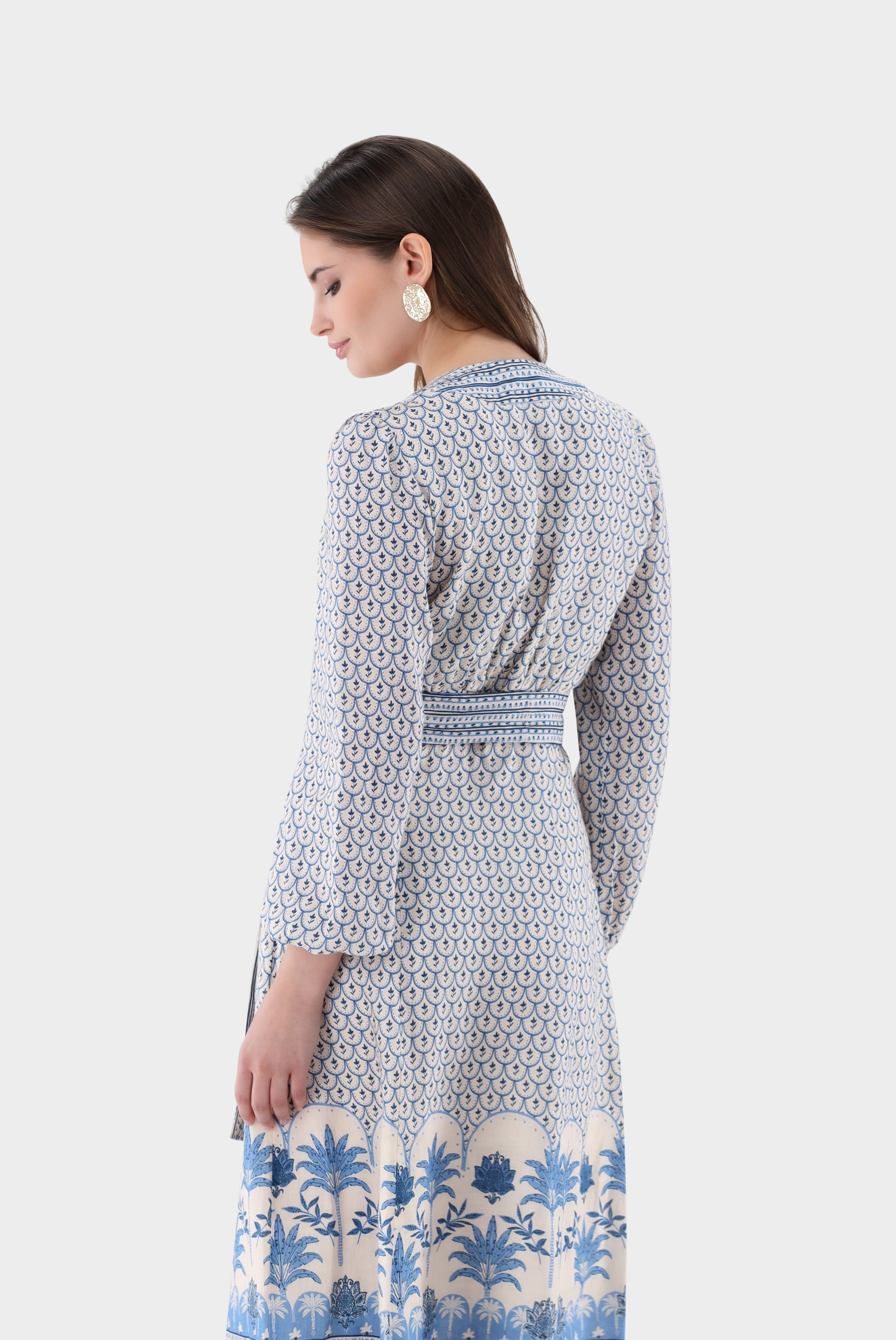 Midikleid | aus Leinen mit Palmen-Druck-Kleider & Röcke-Van Laack-OUTLET-ARCHIVIST-ARCHIVE-SALE
