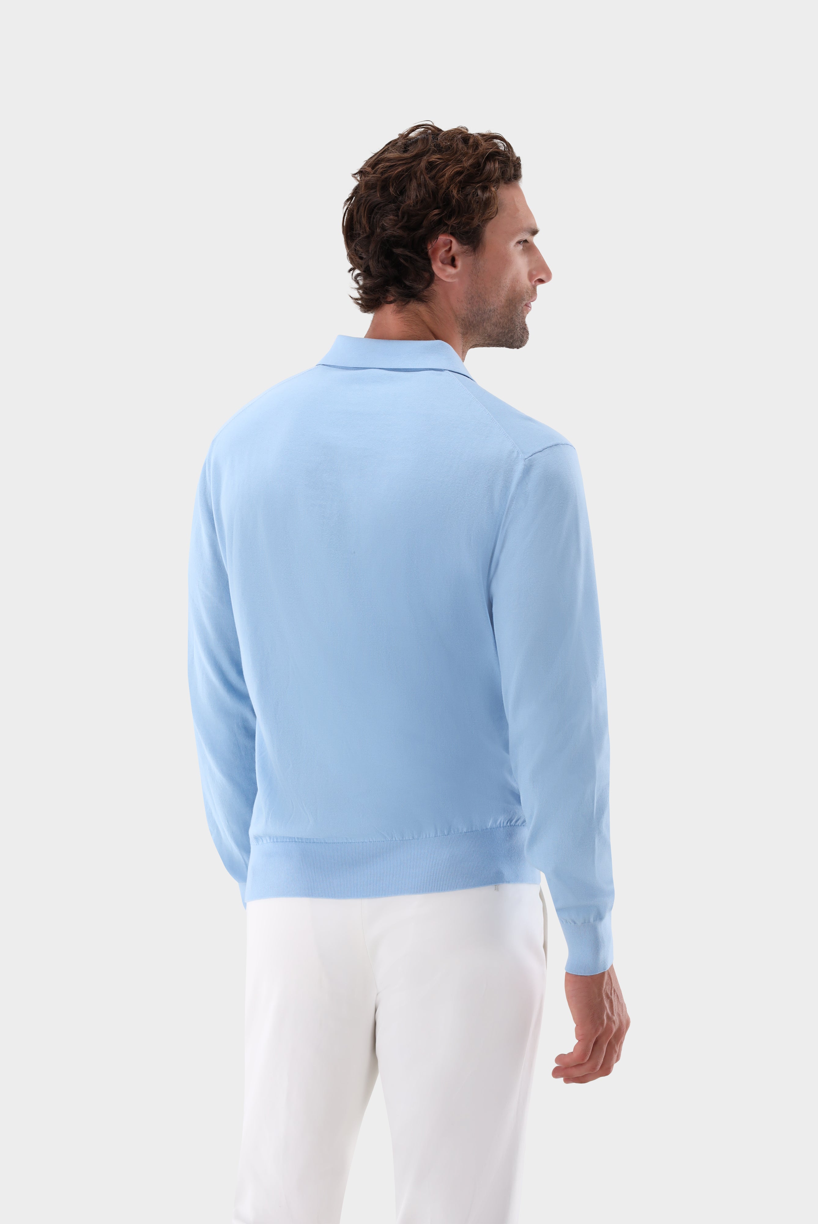 Langarm Strick-Poloshirt | mit Baumwolle und Seide-Strick & Pullover-Van Laack-OUTLET-ARCHIVIST-ARCHIVE-SALE