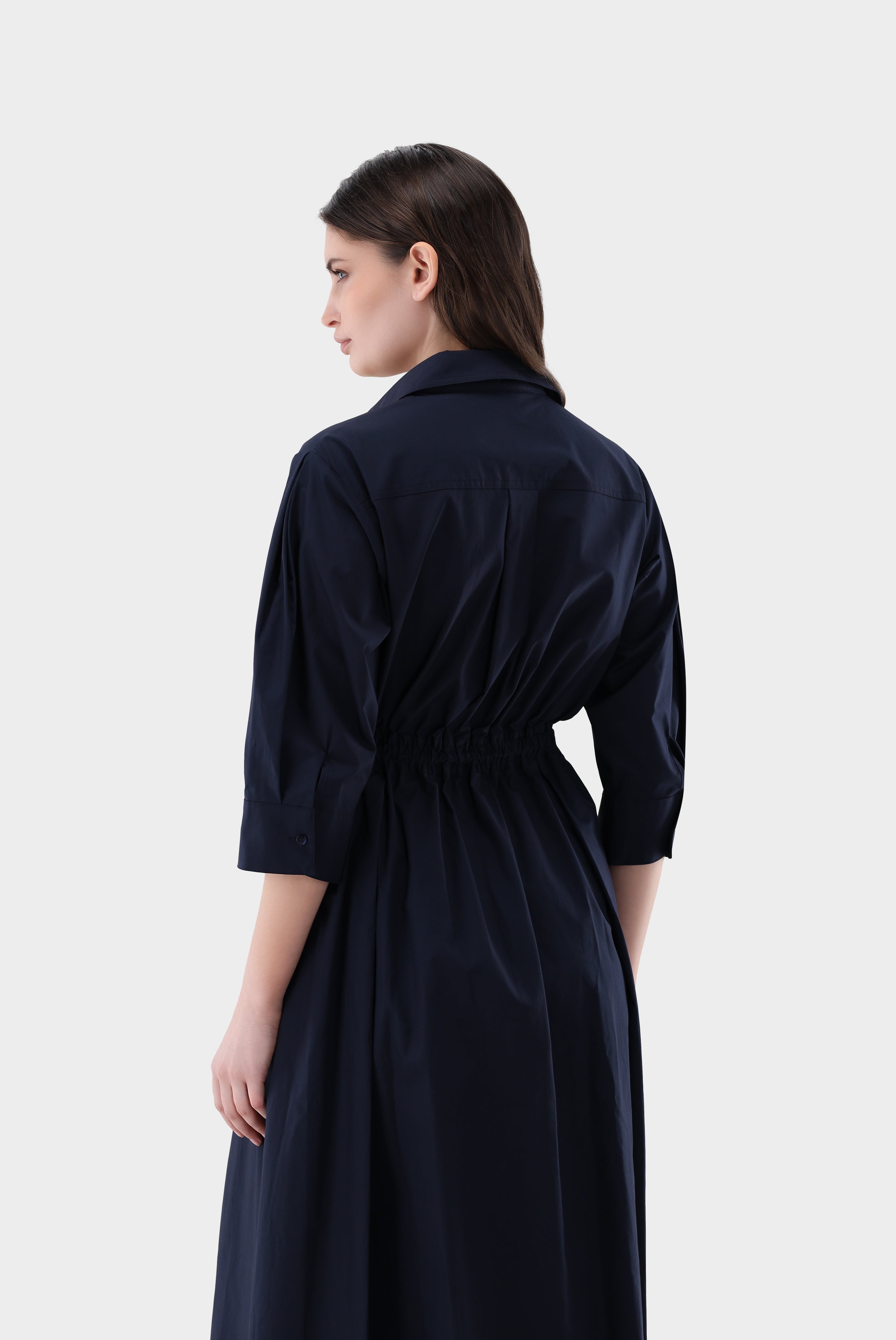 Midi-Hemdblusenkleid | mit Falten