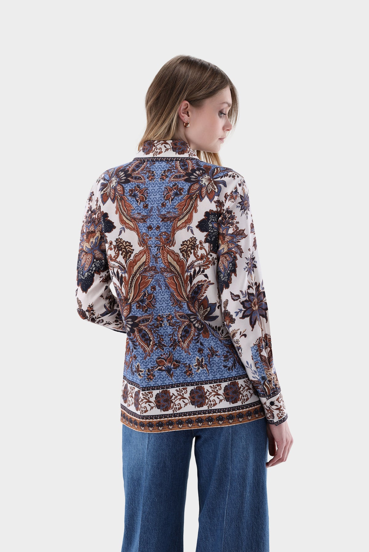 Hemdbluse | mit platziertem Boho-Print