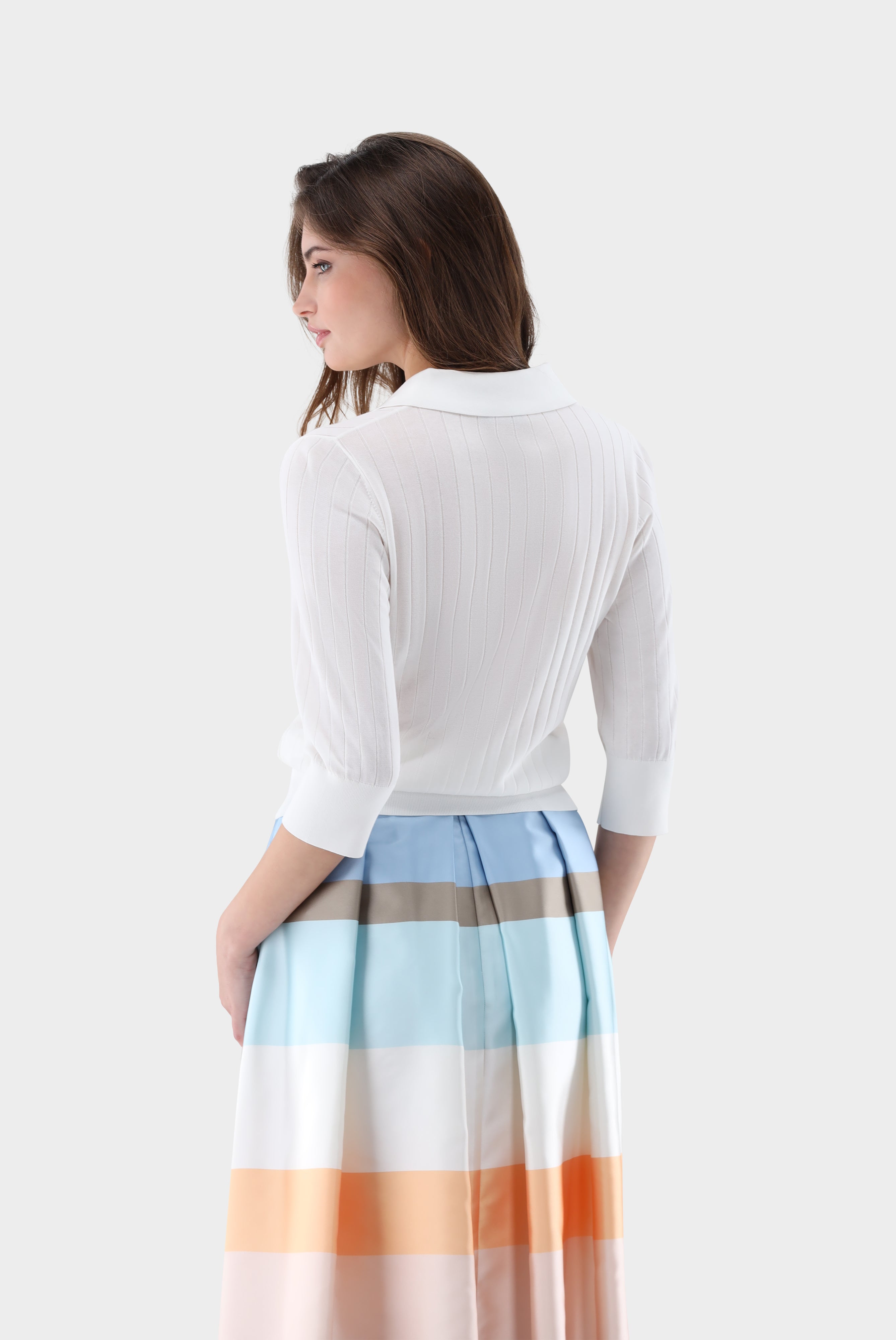 Poloshirtaus Rippstrick | mit Baumwolle und Viskose