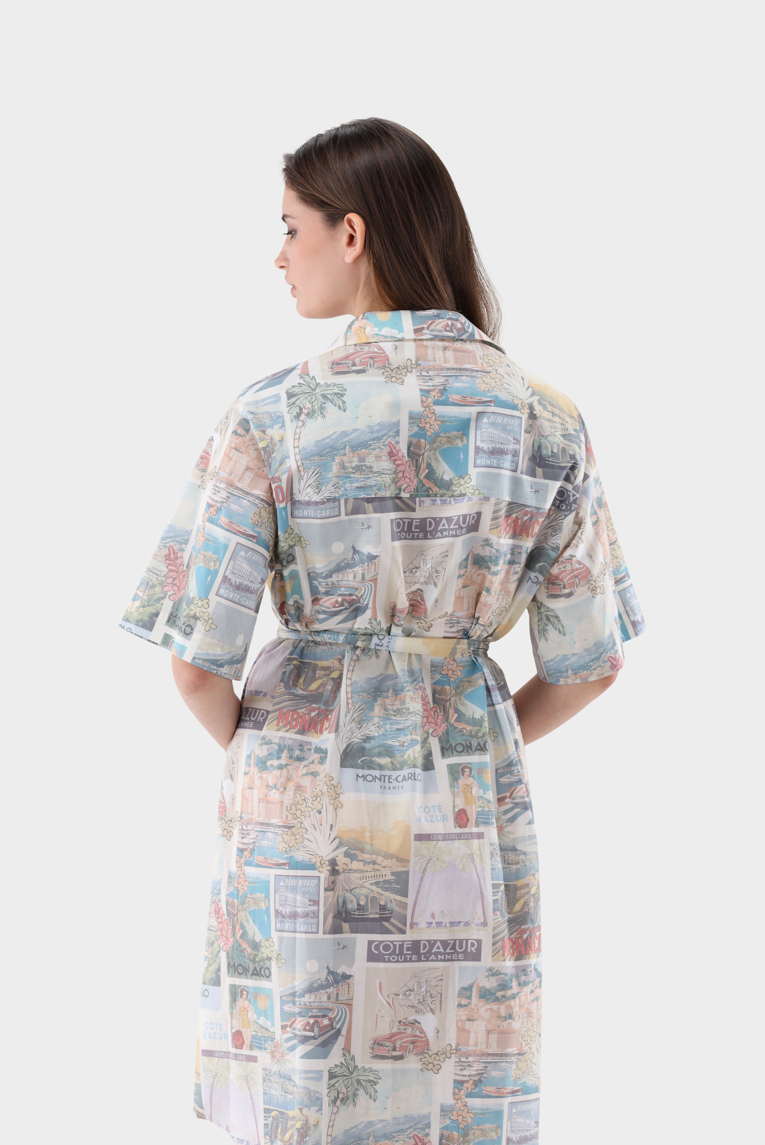 Knielanges Hemdblusenkleid | mit Print