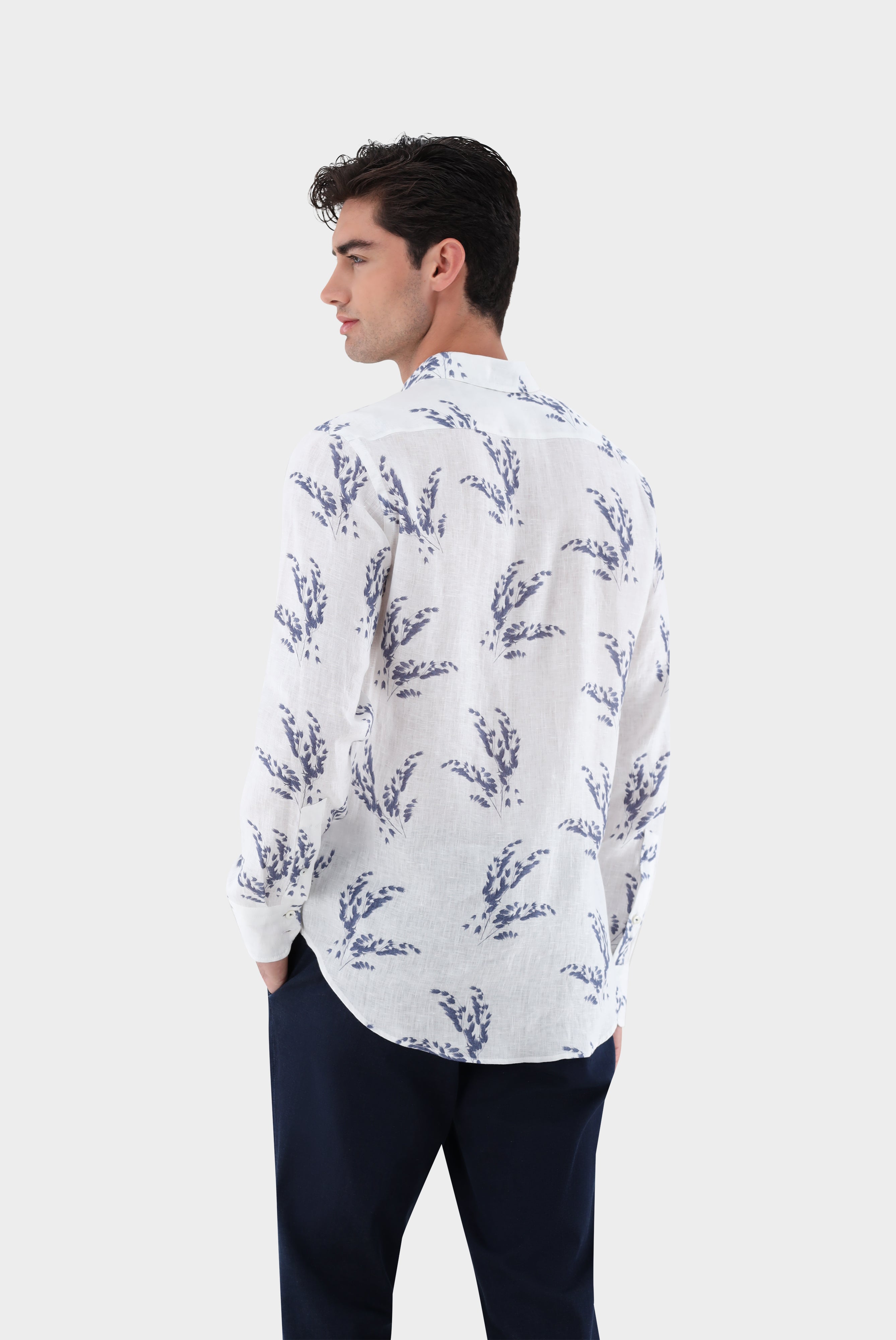 Leinen | Hemd mit Druck Tailor Fit-Hemden & Blusen-Van Laack-OUTLET-ARCHIVIST-ARCHIVE-SALE