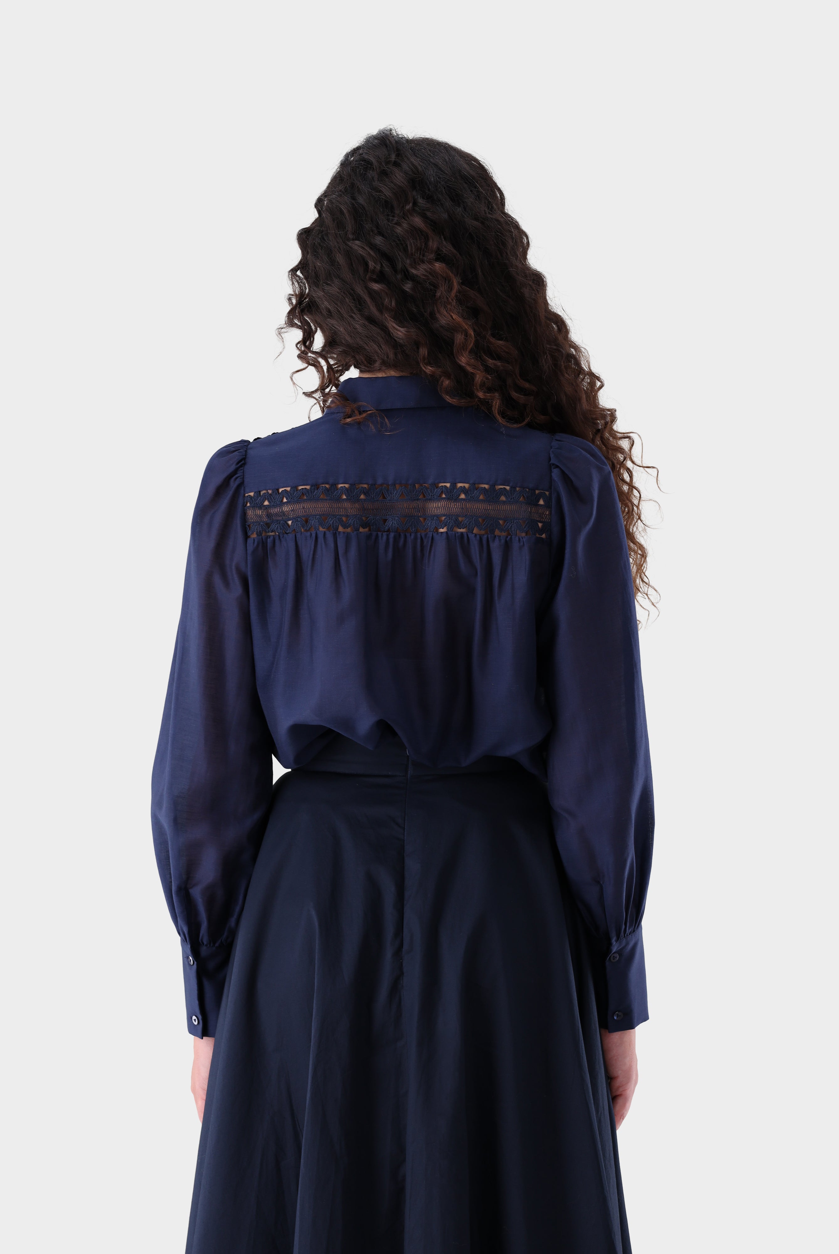 Hemdbluse | mit Spitzeneinsätzen