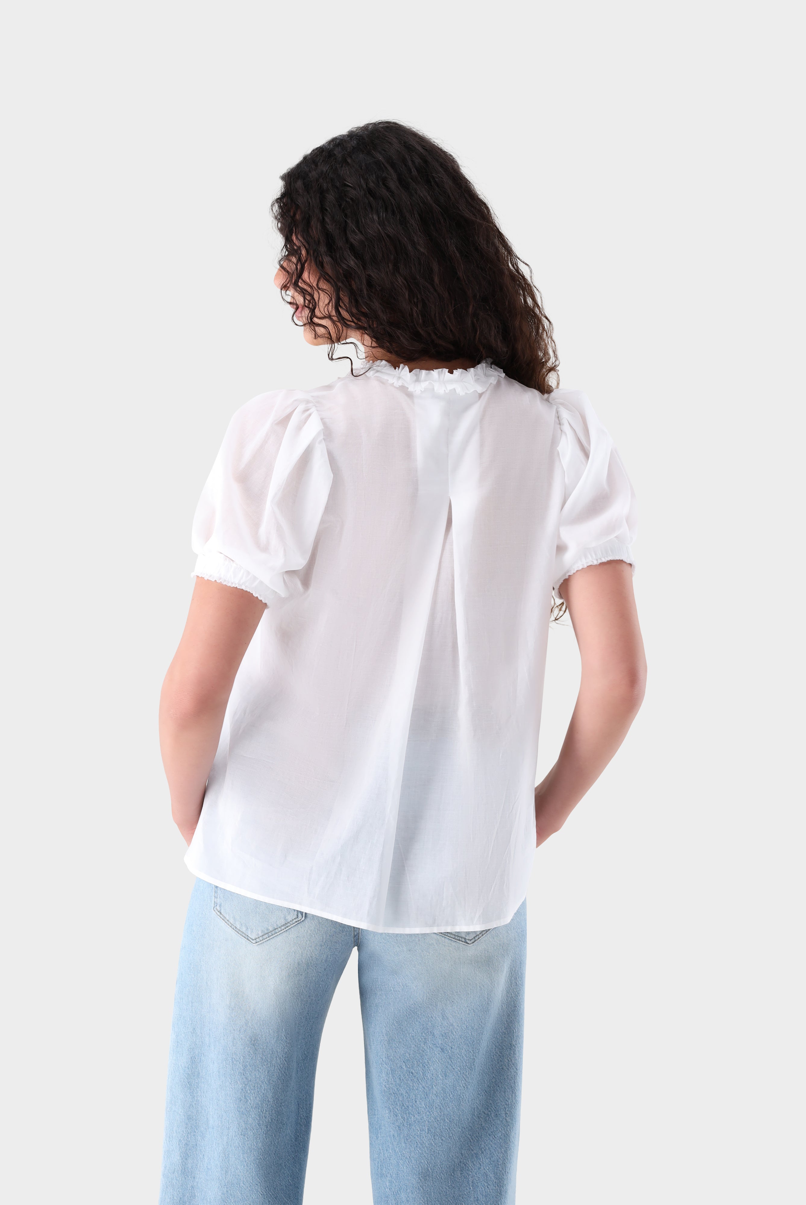 Kurzarm Bluse | mit Rüschen-Hemden & Blusen-Van Laack-OUTLET-ARCHIVIST-ARCHIVE-SALE