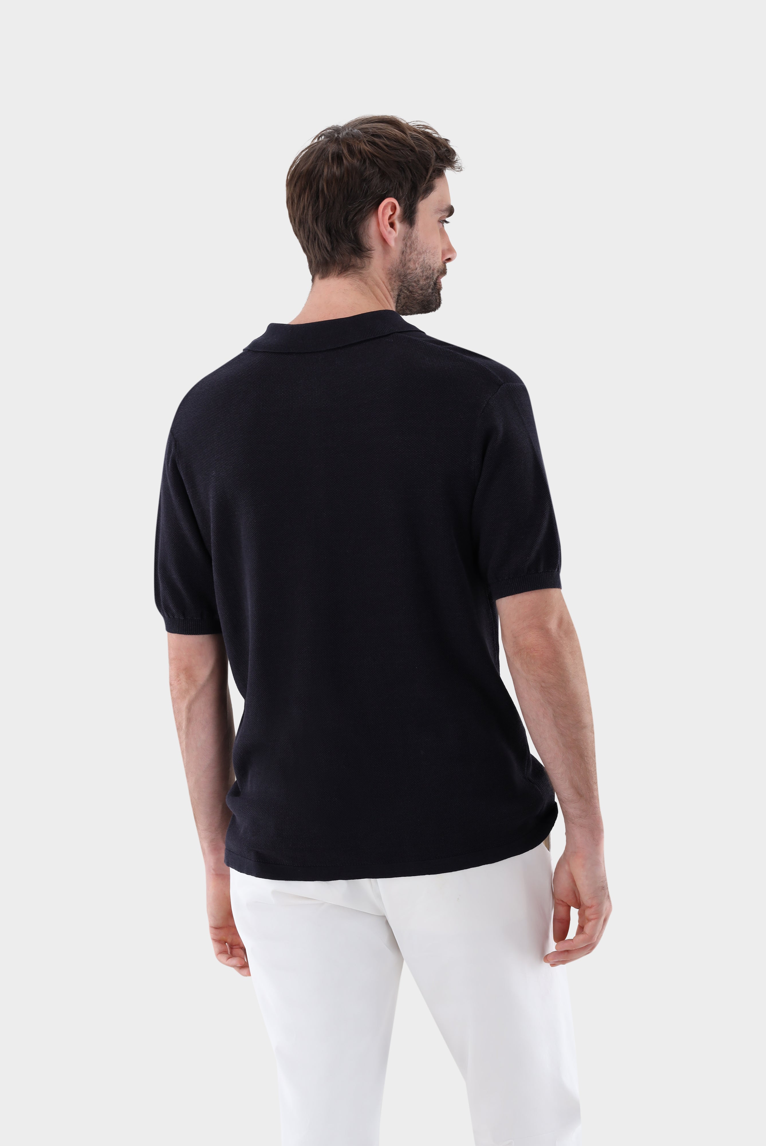 Strick-Poloshirt | mit Reiskorn Optik