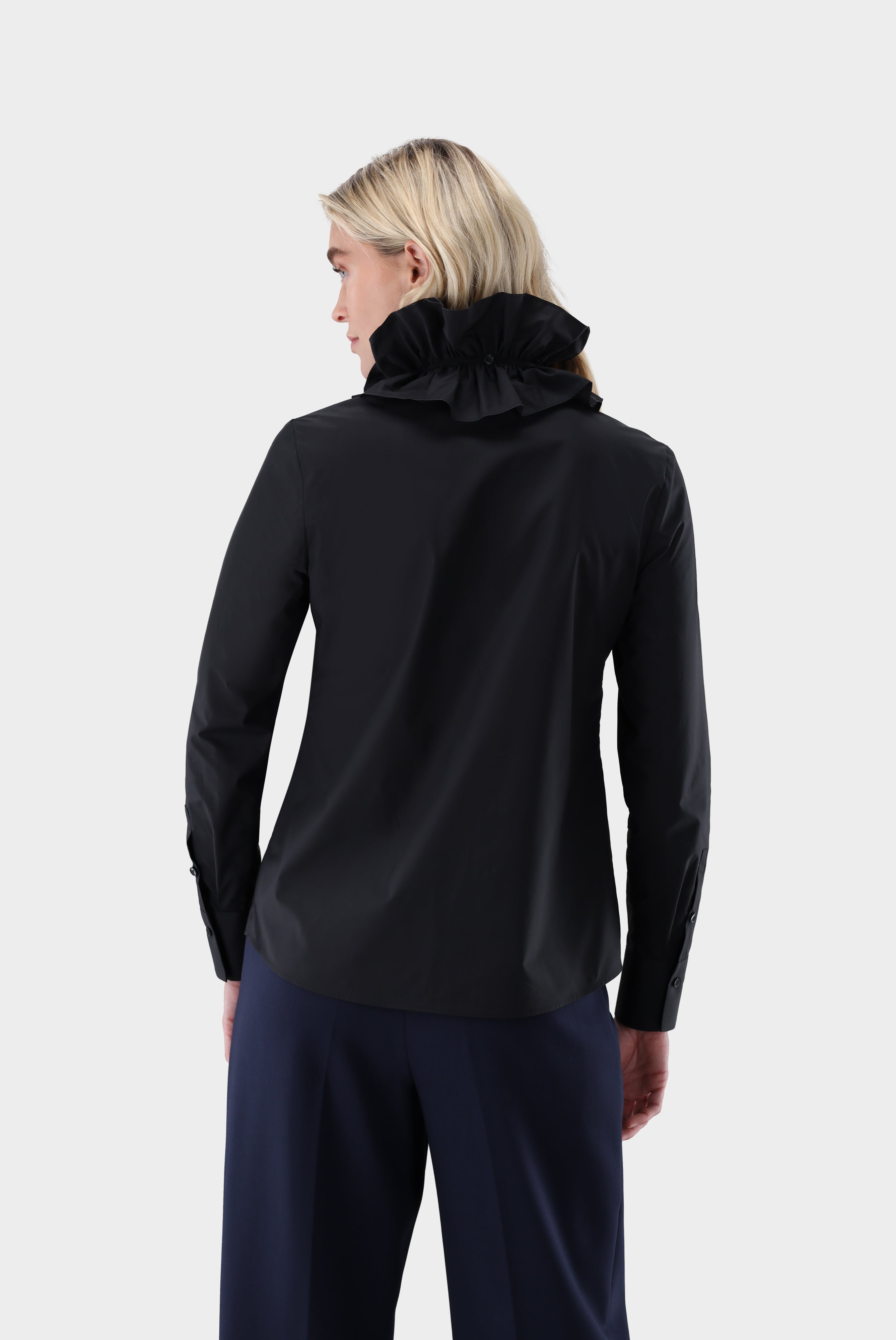 Stehkragenbluse | mit abknöpfbarer Rüsche