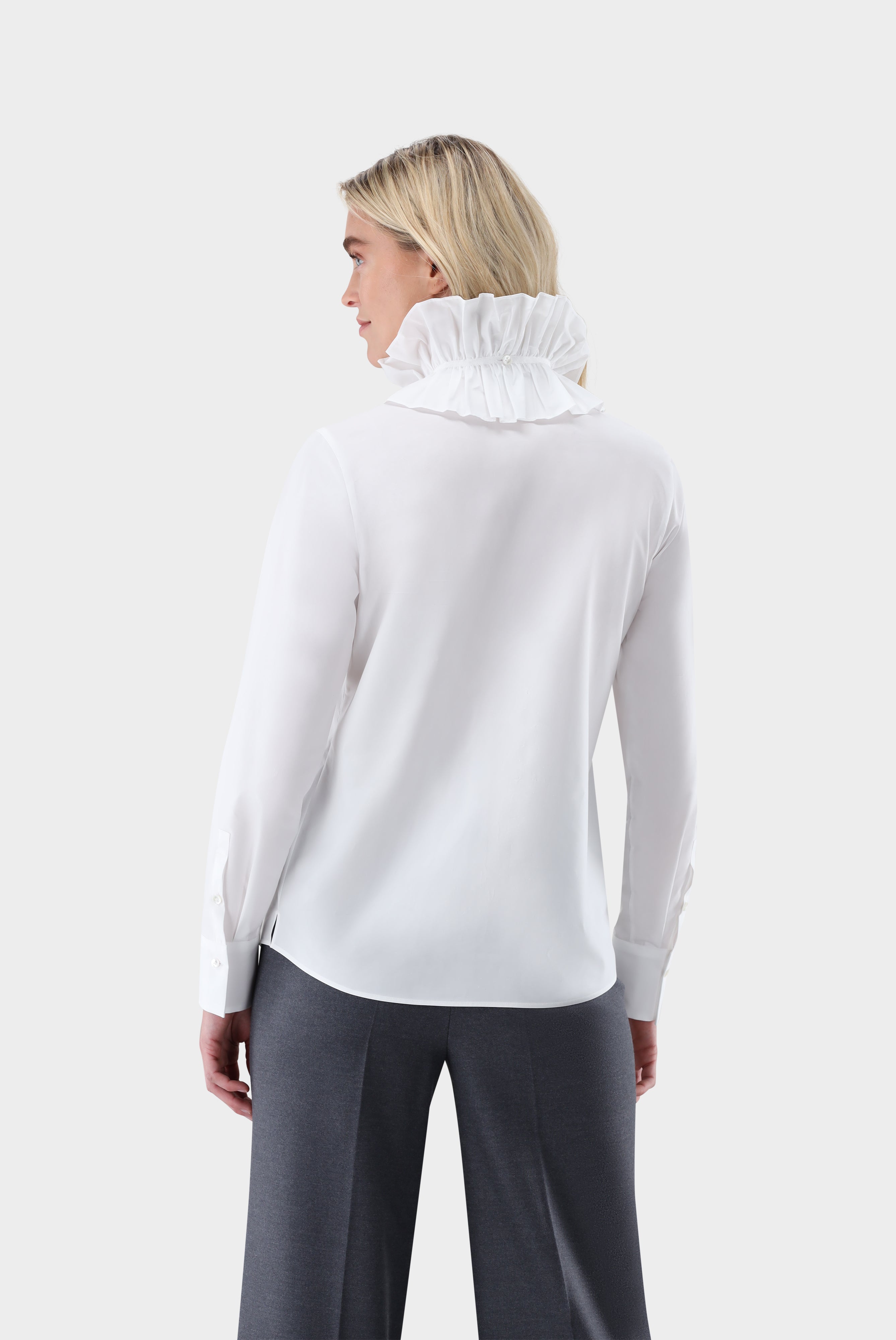 Stehkragenbluse | mit abknöpfbarer Rüsche