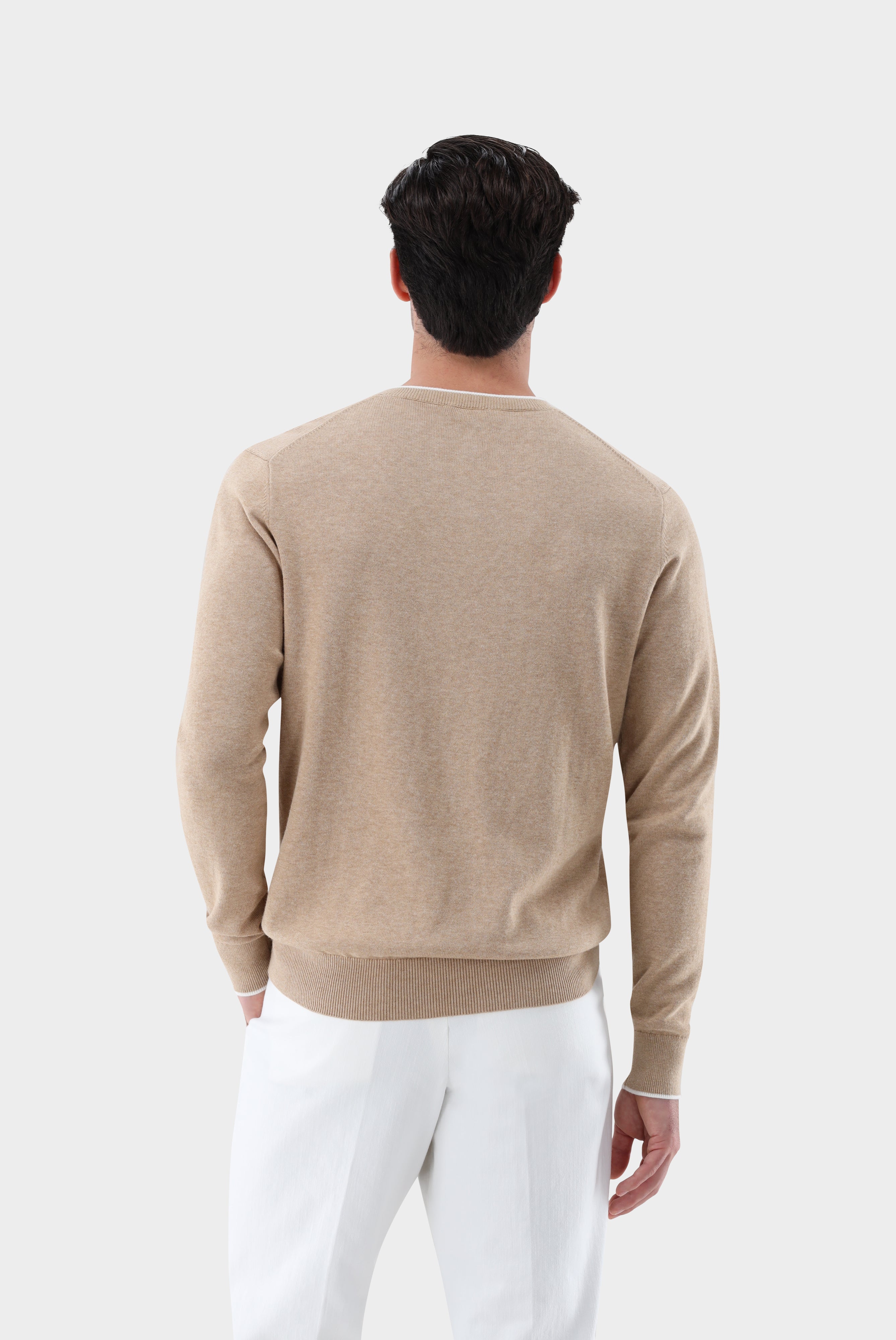 Pullover mit V-Ausschnitt | mit Kaschmir und Baumwolle