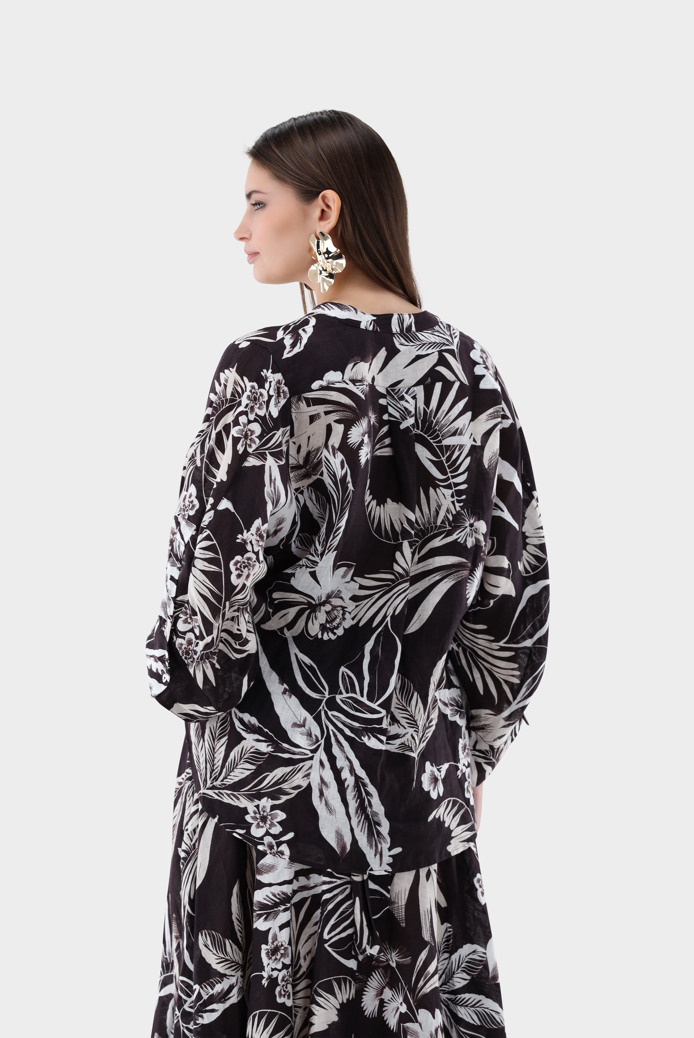 Leinenbluse | mit Tropical Druck-Hemden & Blusen-Van Laack-OUTLET-ARCHIVIST-ARCHIVE-SALE