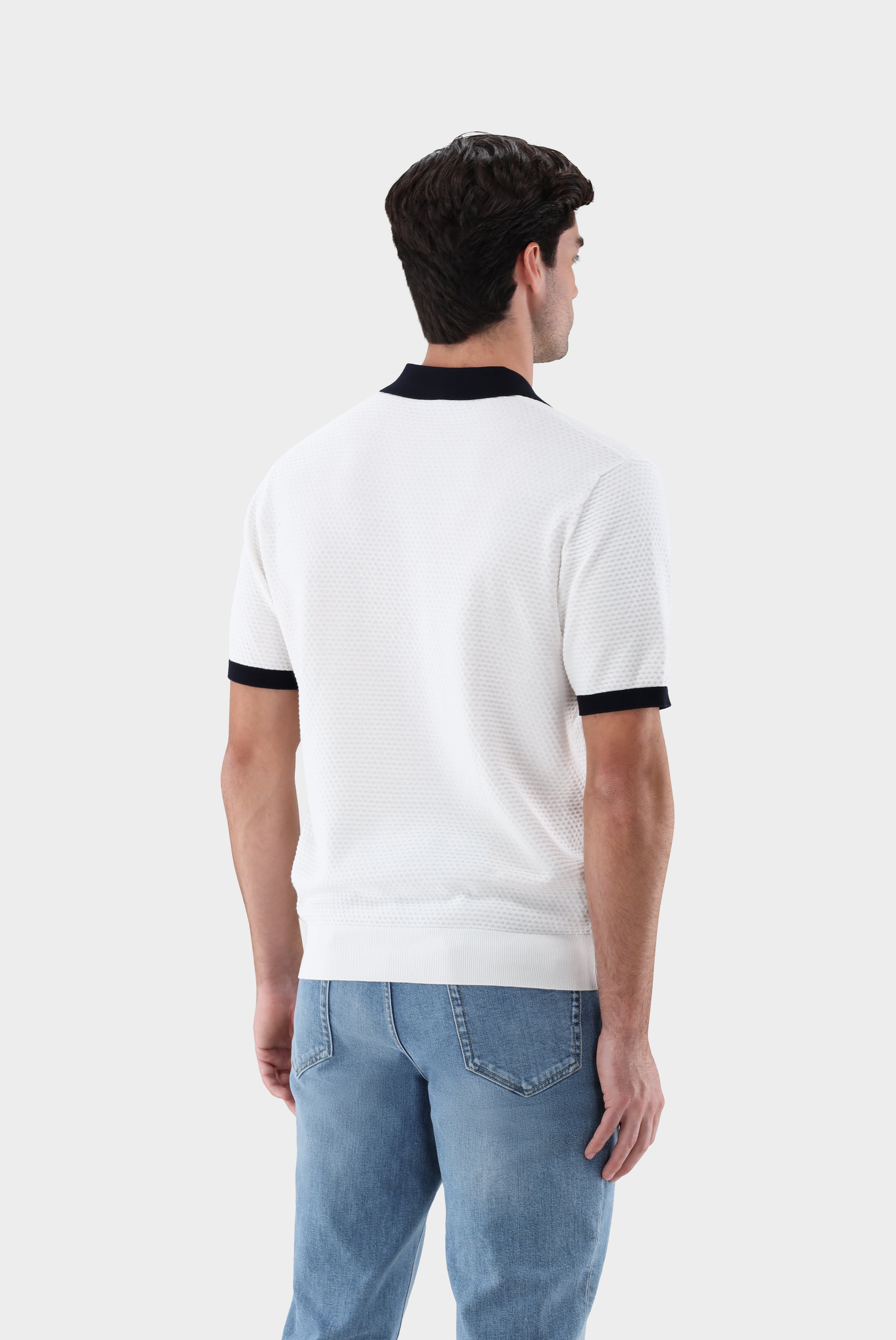 Strick Poloshirt | mit Kontraskragen und Struktur