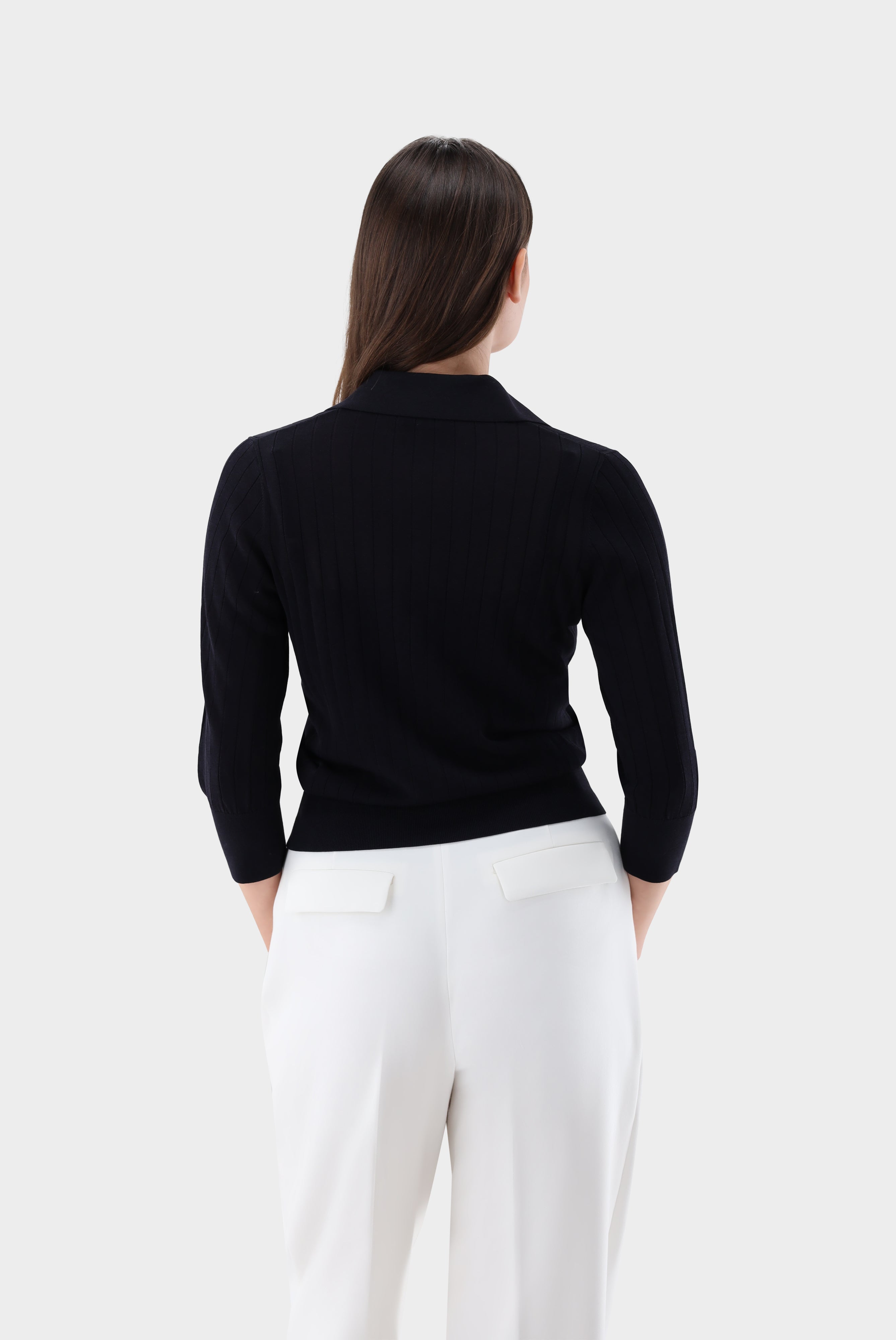 Poloshirtaus Rippstrick | mit Baumwolle und Viskose