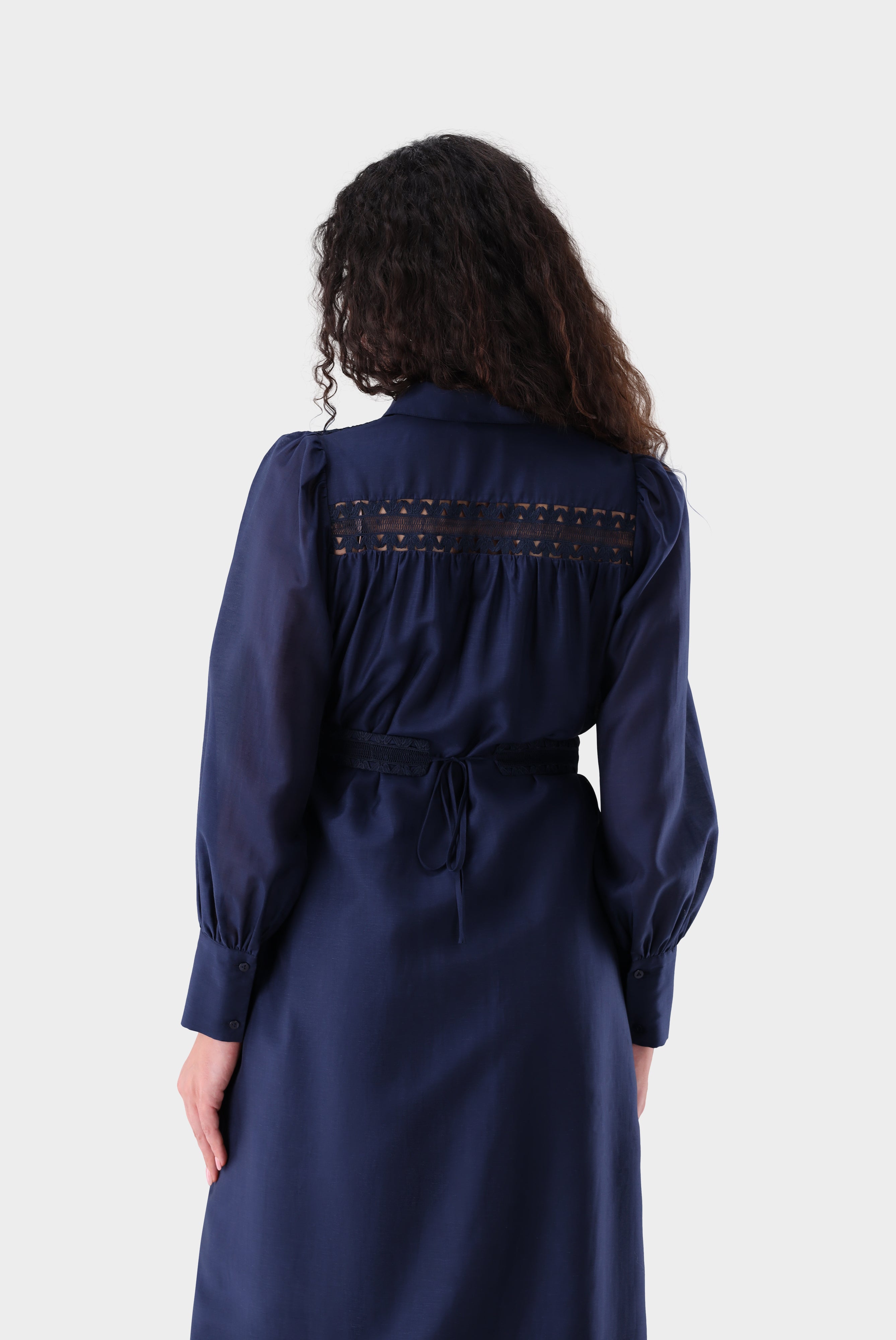 Midi-Hemdblusenkleid | mit Leinen und Tencel™