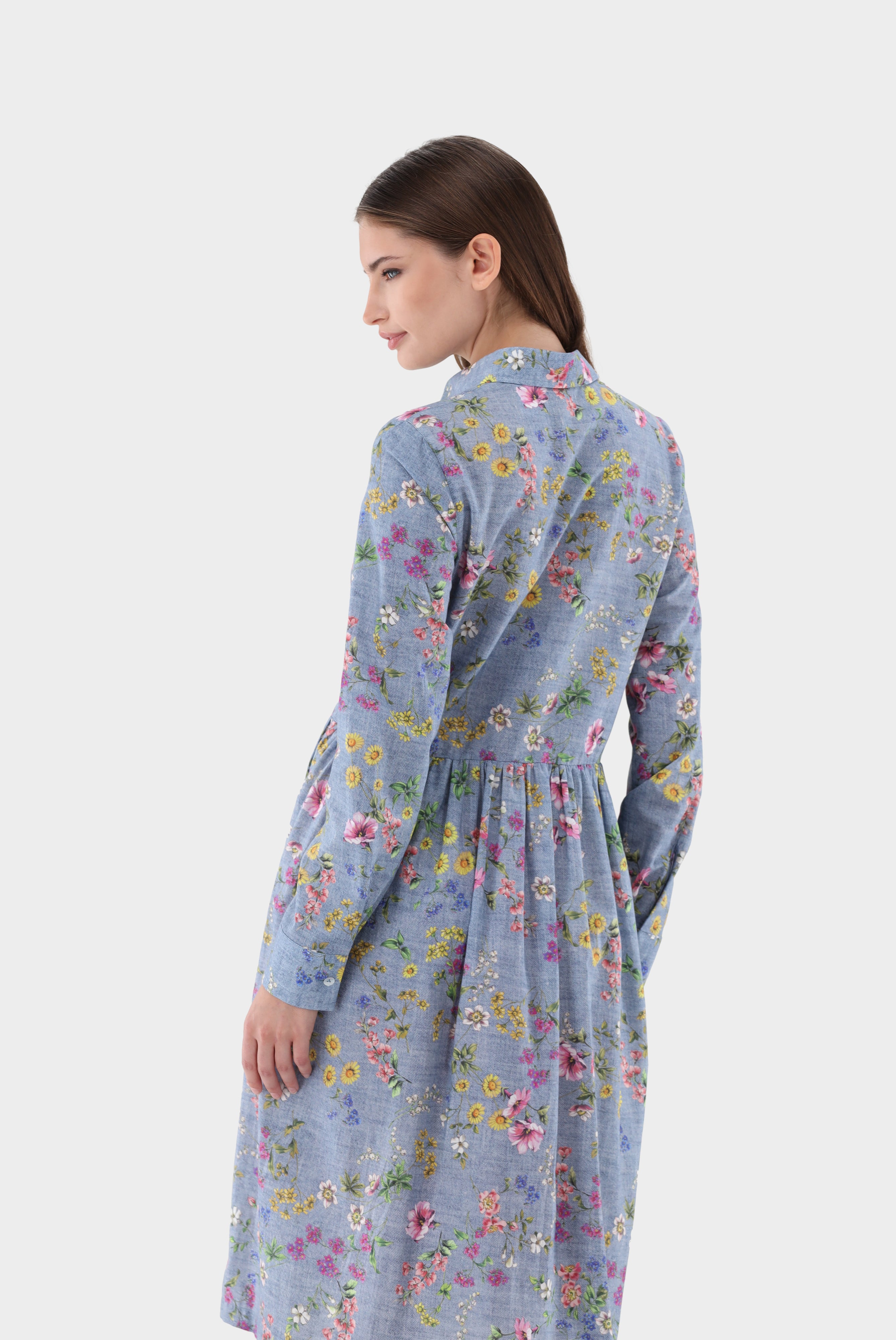 Van Laack-Midi-Hemdblusenkleid | mit Jeans-Blumen-Druck-Kleider & Röcke-Black-Deal-Outlet-by-ARCHIVIST