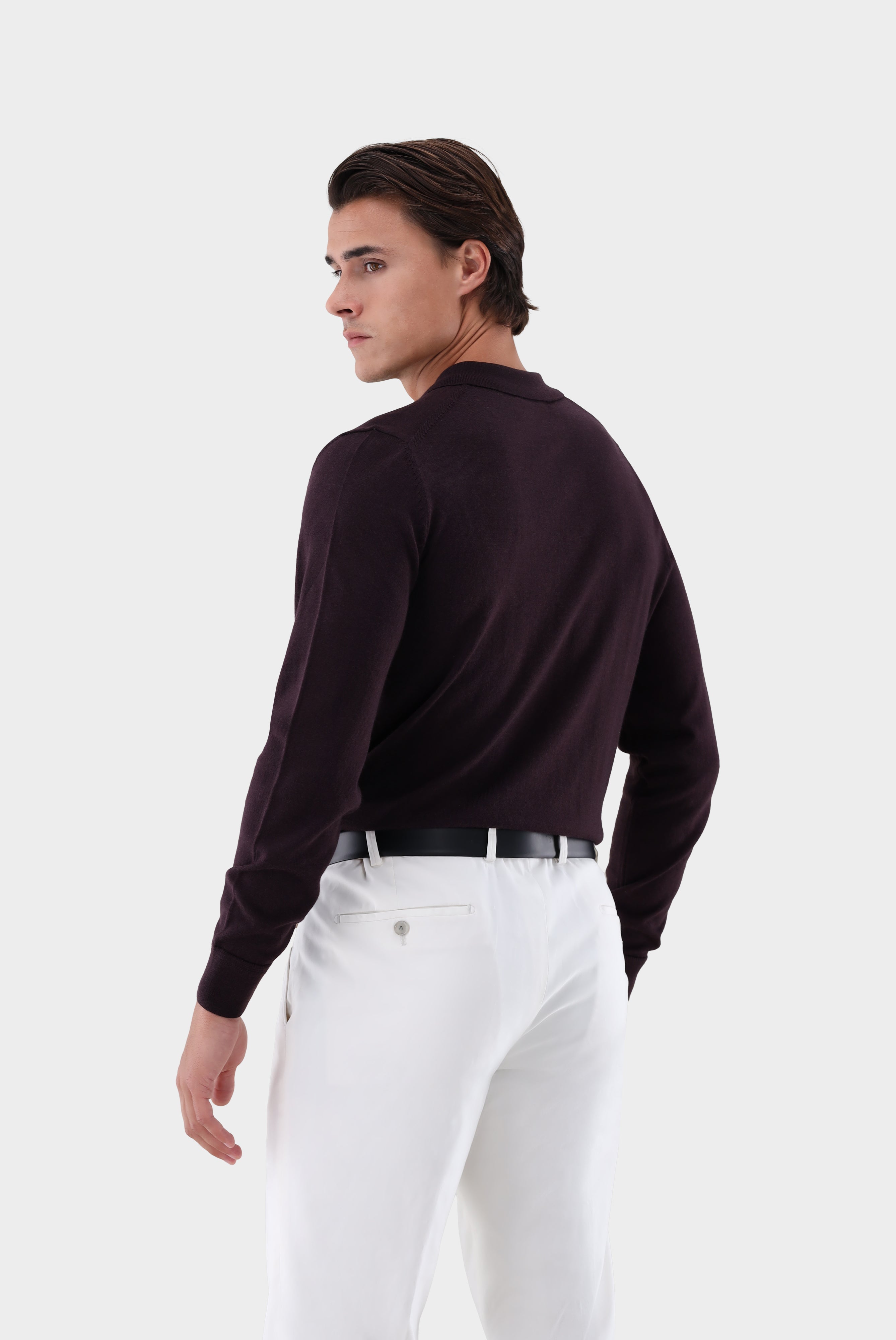 Poloshirt | Langarm mit Reißverschluss aus merzerisierter Wolle-Strick & Pullover-Van Laack-OUTLET-ARCHIVIST-ARCHIVE-SALE