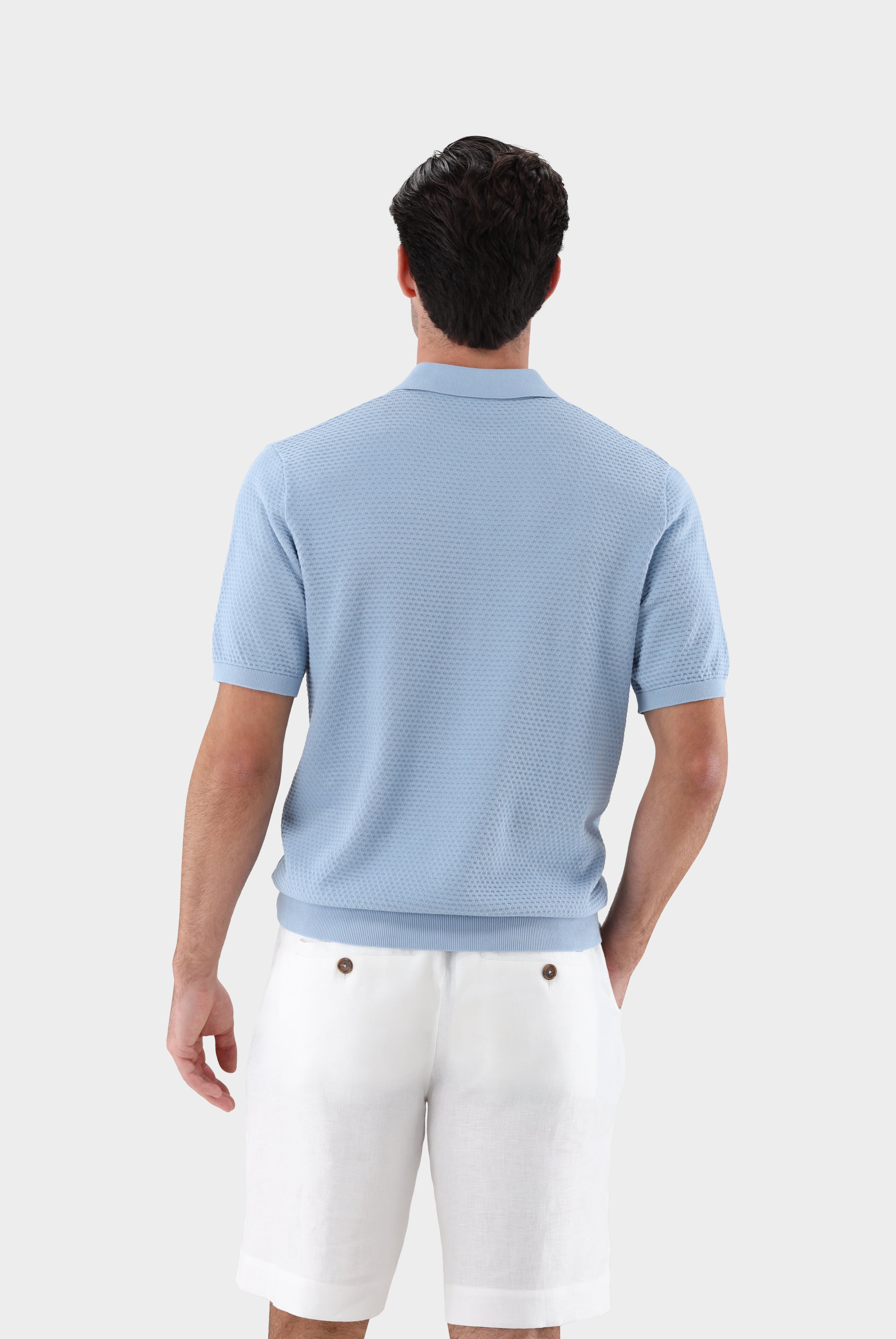 Strick Poloshirt | mit Struktur aus Air Cotton-Shirts-Van Laack-OUTLET-ARCHIVIST-ARCHIVE-SALE
