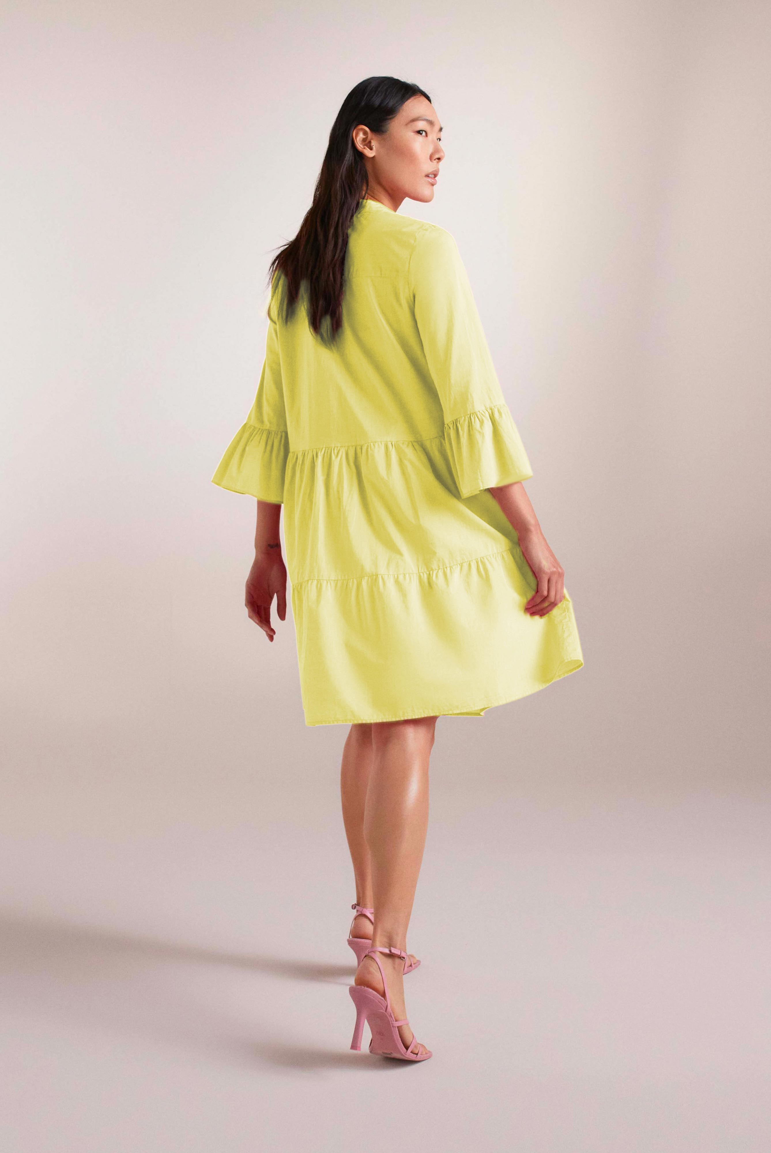 Van Laack-Kurzes Tunikakleid Modern Fit mit Rüschen aus Baumwolle Gelb-Kleider & Röcke-Black-Deal-Outlet-by-ARCHIVIST