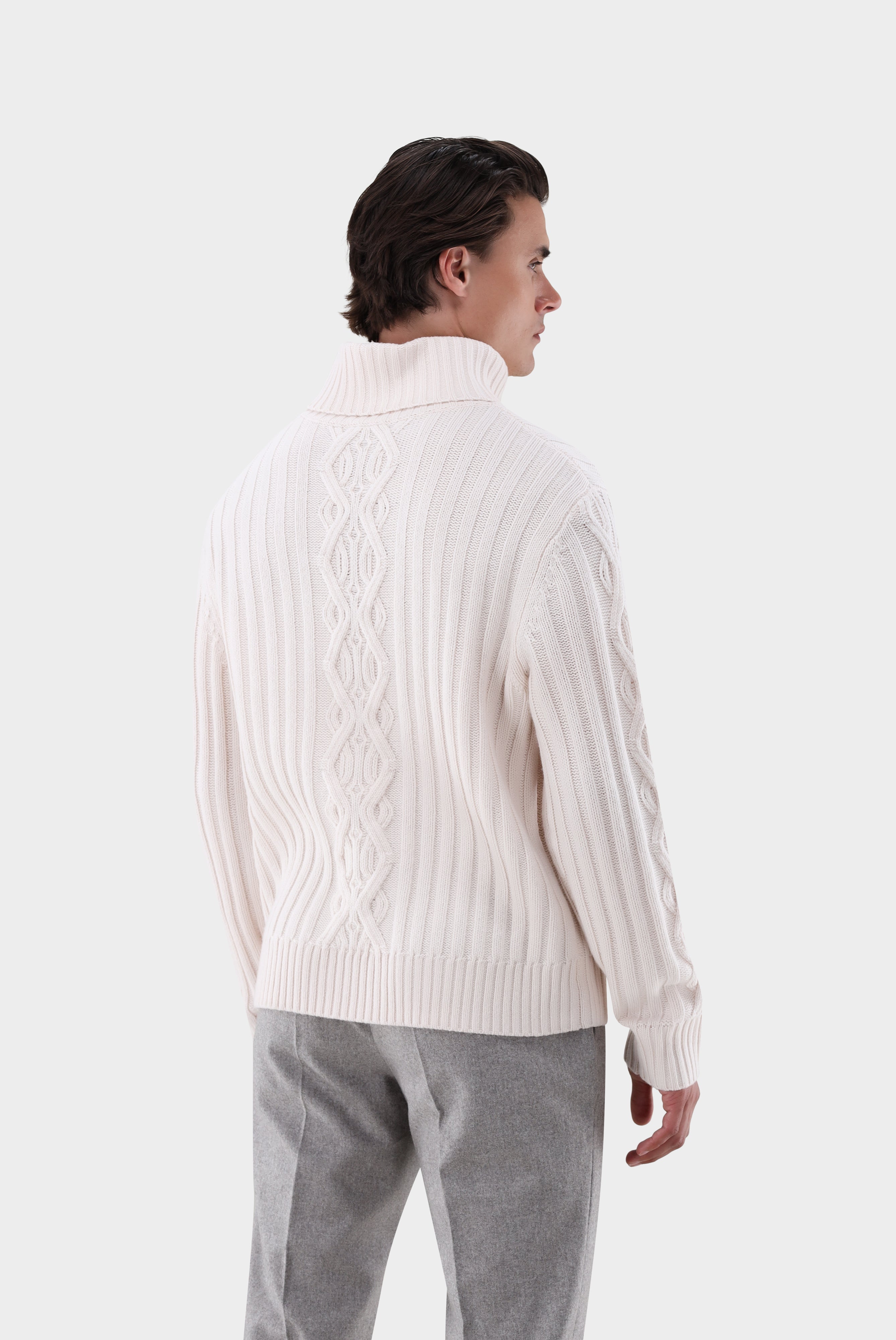 Rollkragenpullover | mit Kaschmir und Zopfmuster-Strick & Pullover-Van Laack-OUTLET-ARCHIVIST-ARCHIVE-SALE