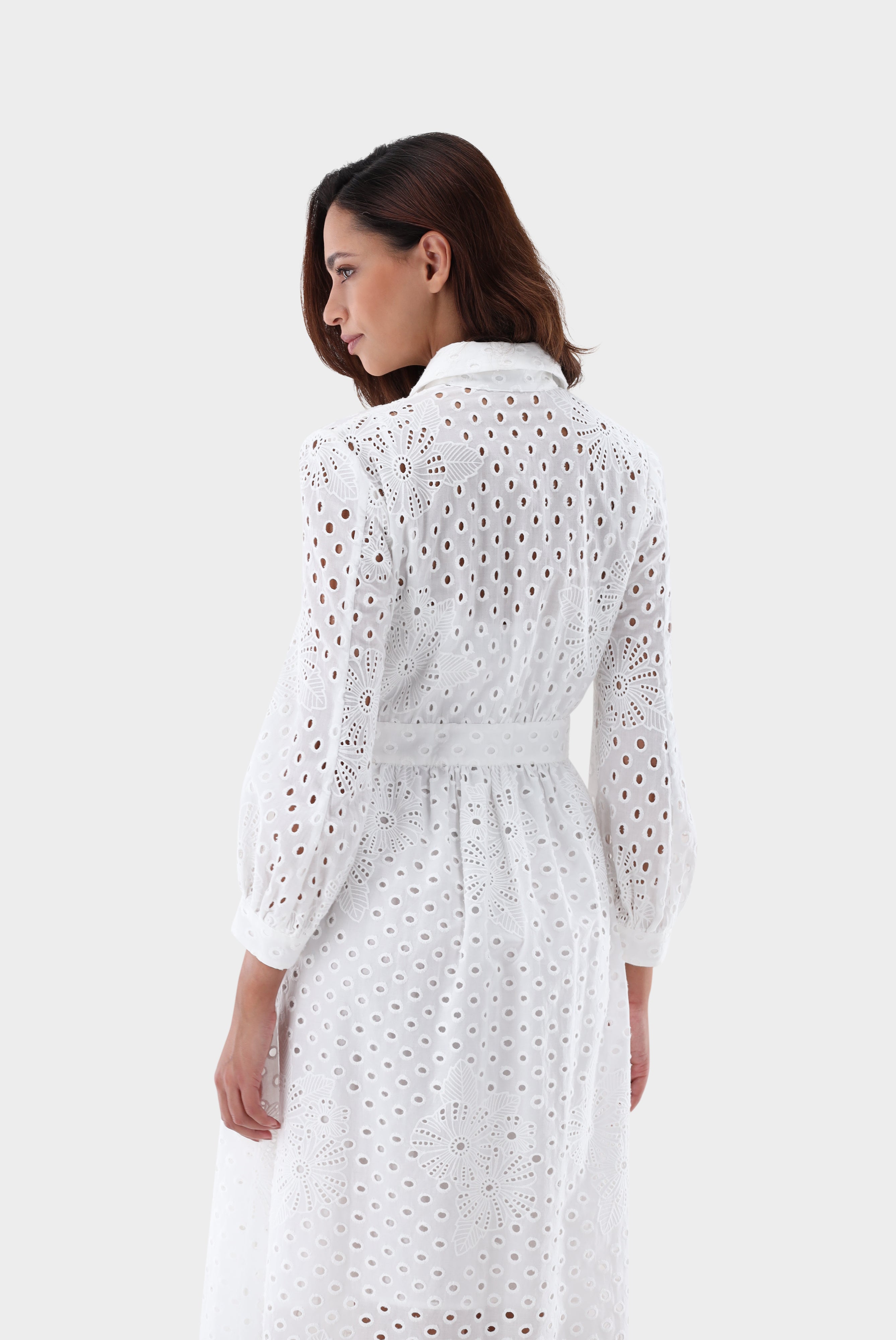 Van Laack-Midi-Hemdblusenkleid | mit Lochstickerei-Kleider & Röcke-Black-Deal-Outlet-by-ARCHIVIST