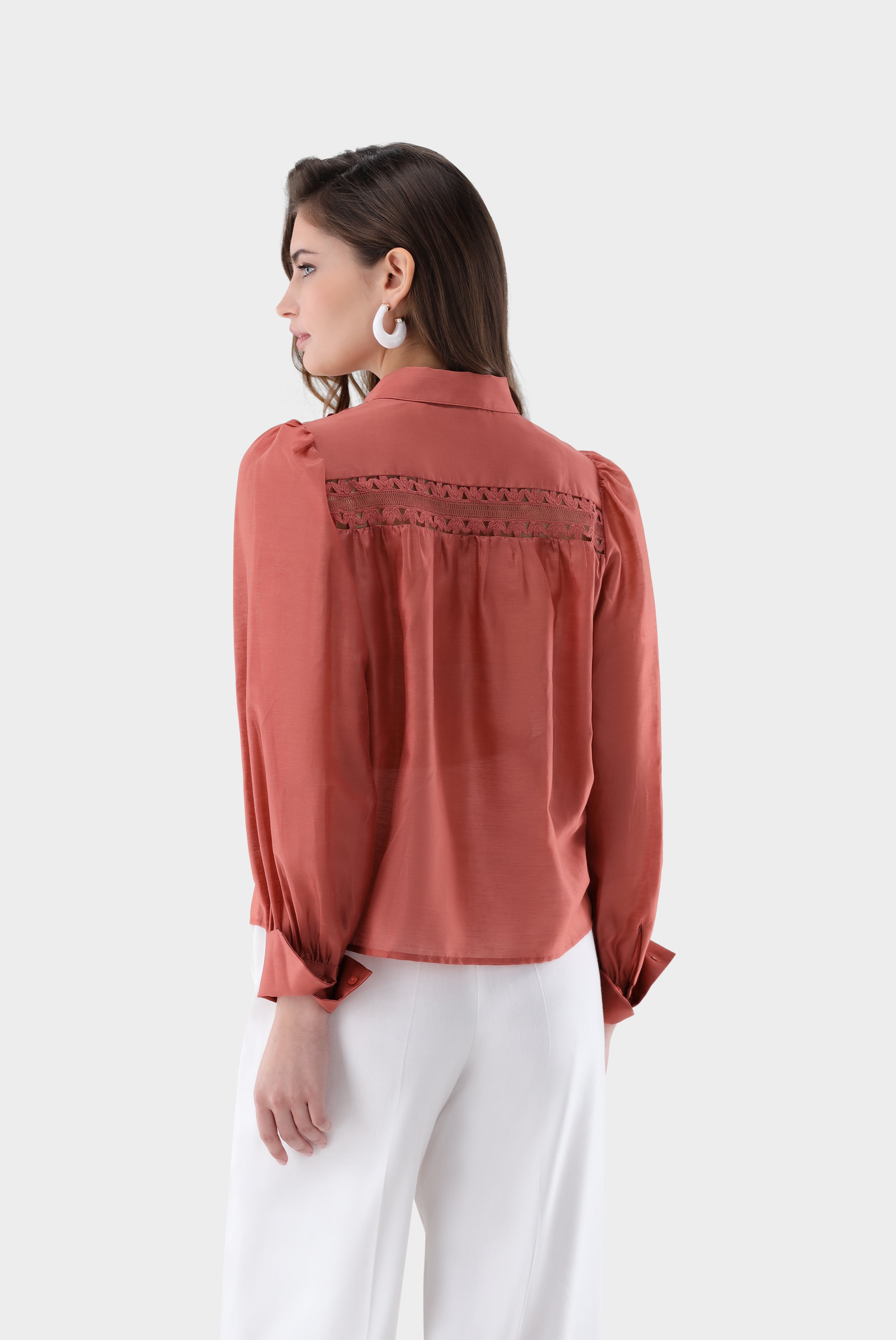 Hemdbluse | mit Spitzeneinsätzen