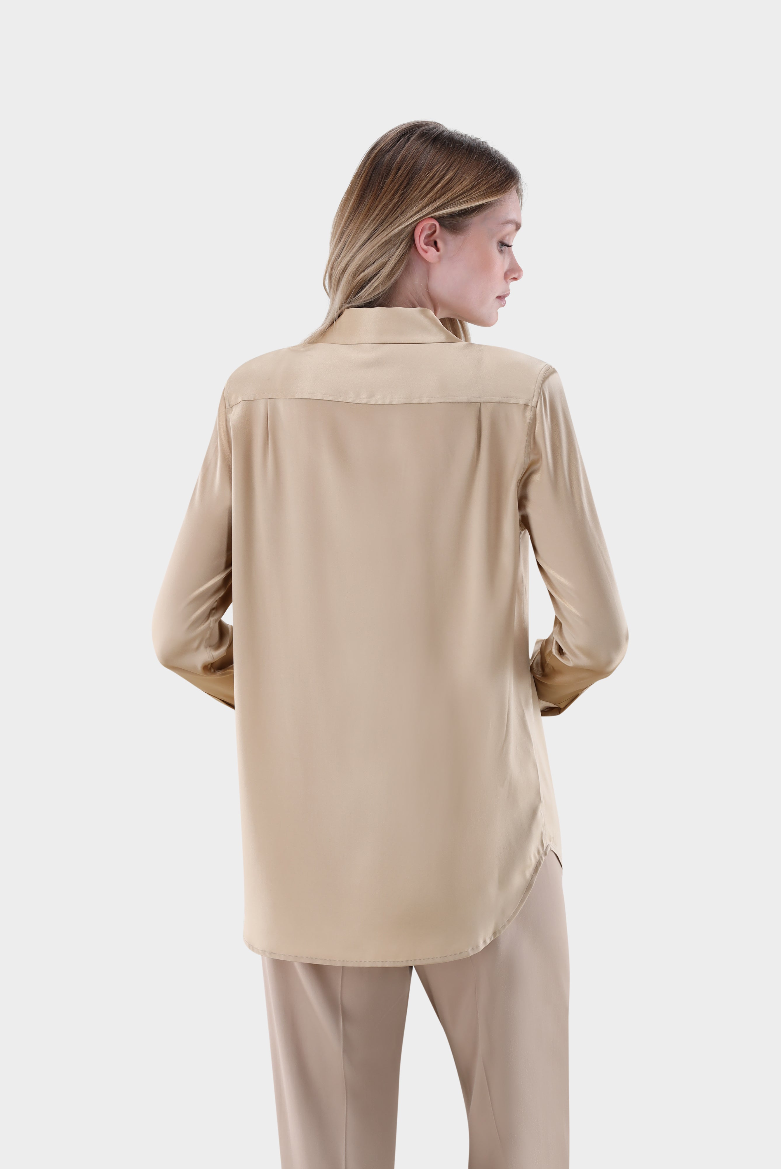 Taillierte | Hemdbluse aus Seide mit Brusttaschen