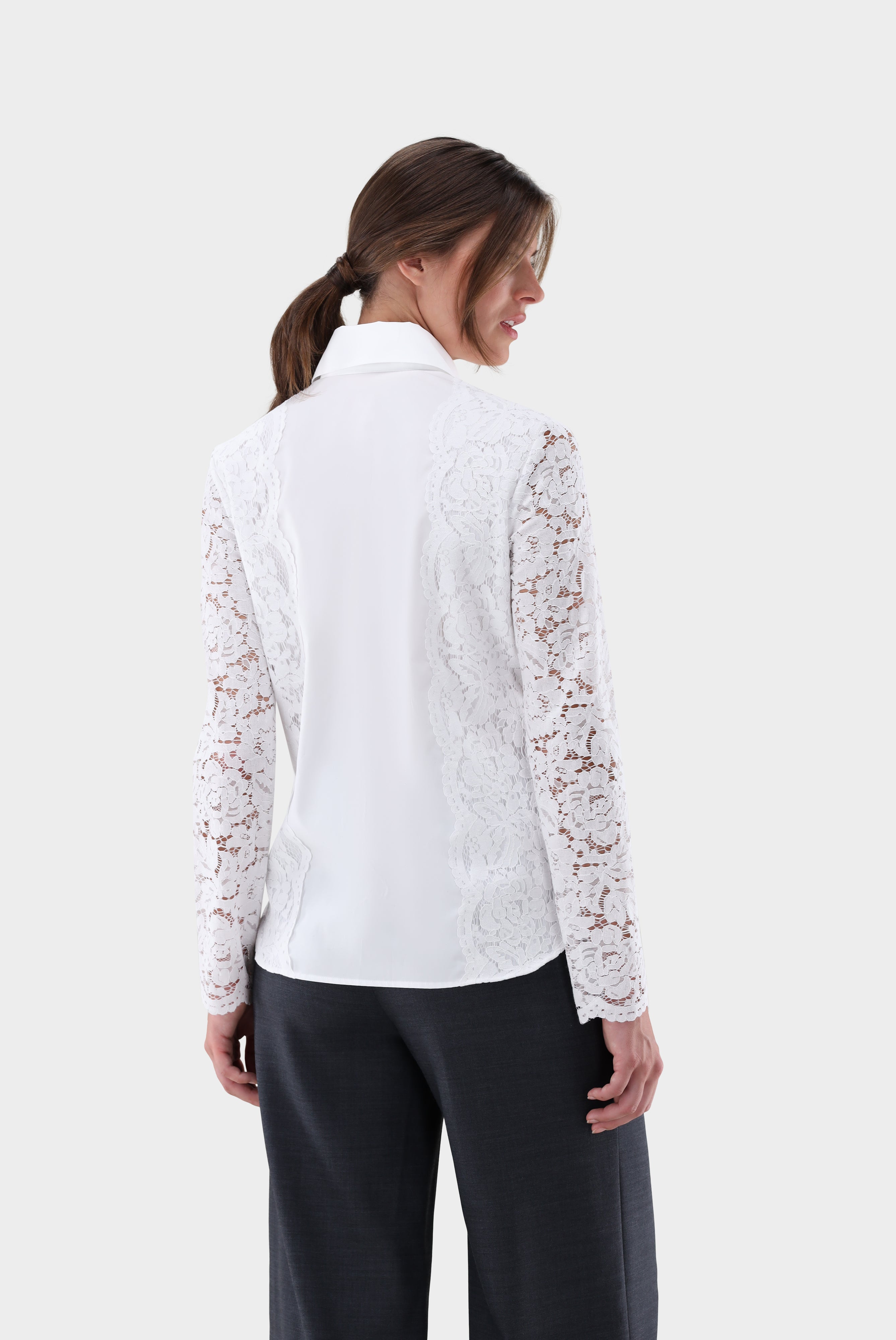 Hemdbluse | mit Spitzenärmeln