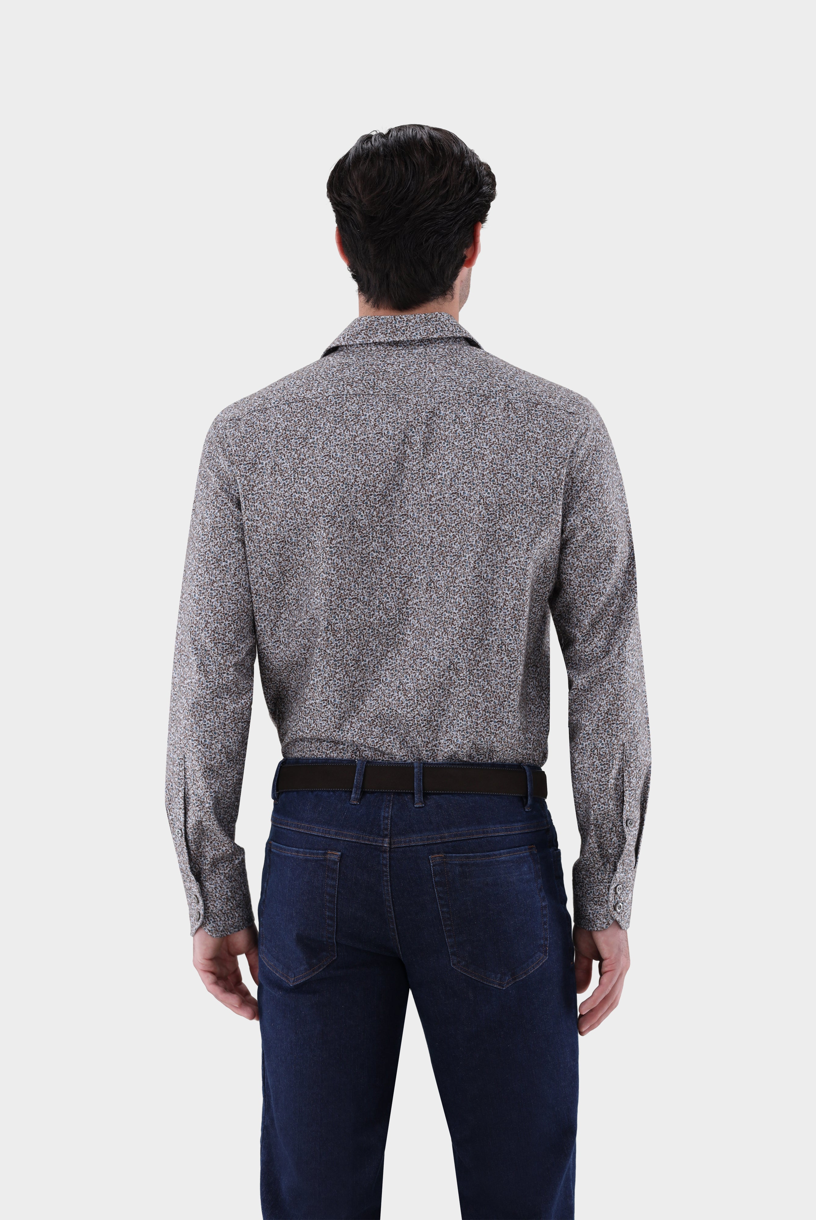 Flanellhemd | mit Mikro-Blatt Druck Tailor Fit-Hemden & Blusen-Van Laack-OUTLET-ARCHIVIST-ARCHIVE-SALE