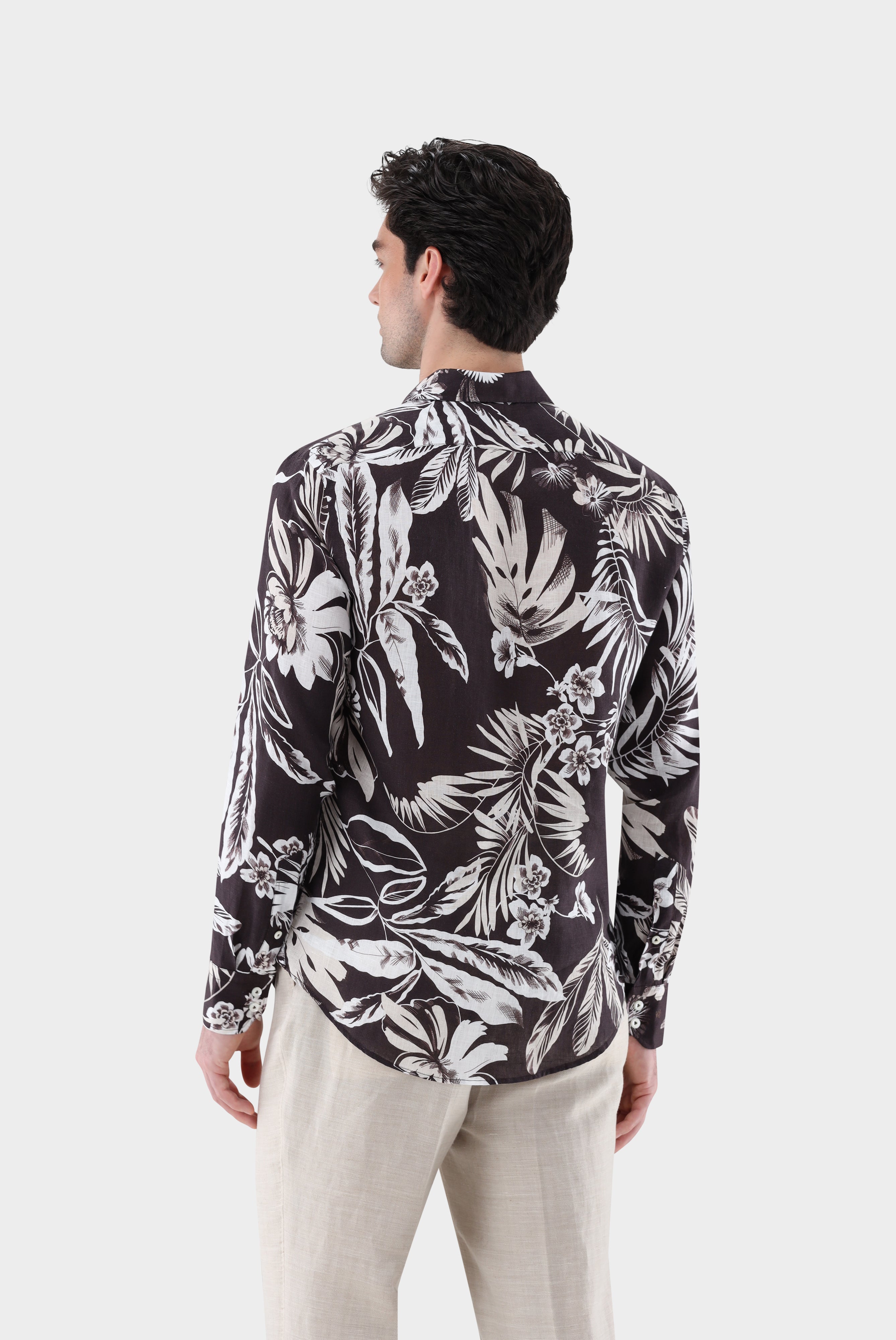 Leinenhemd | mit Palmen Print