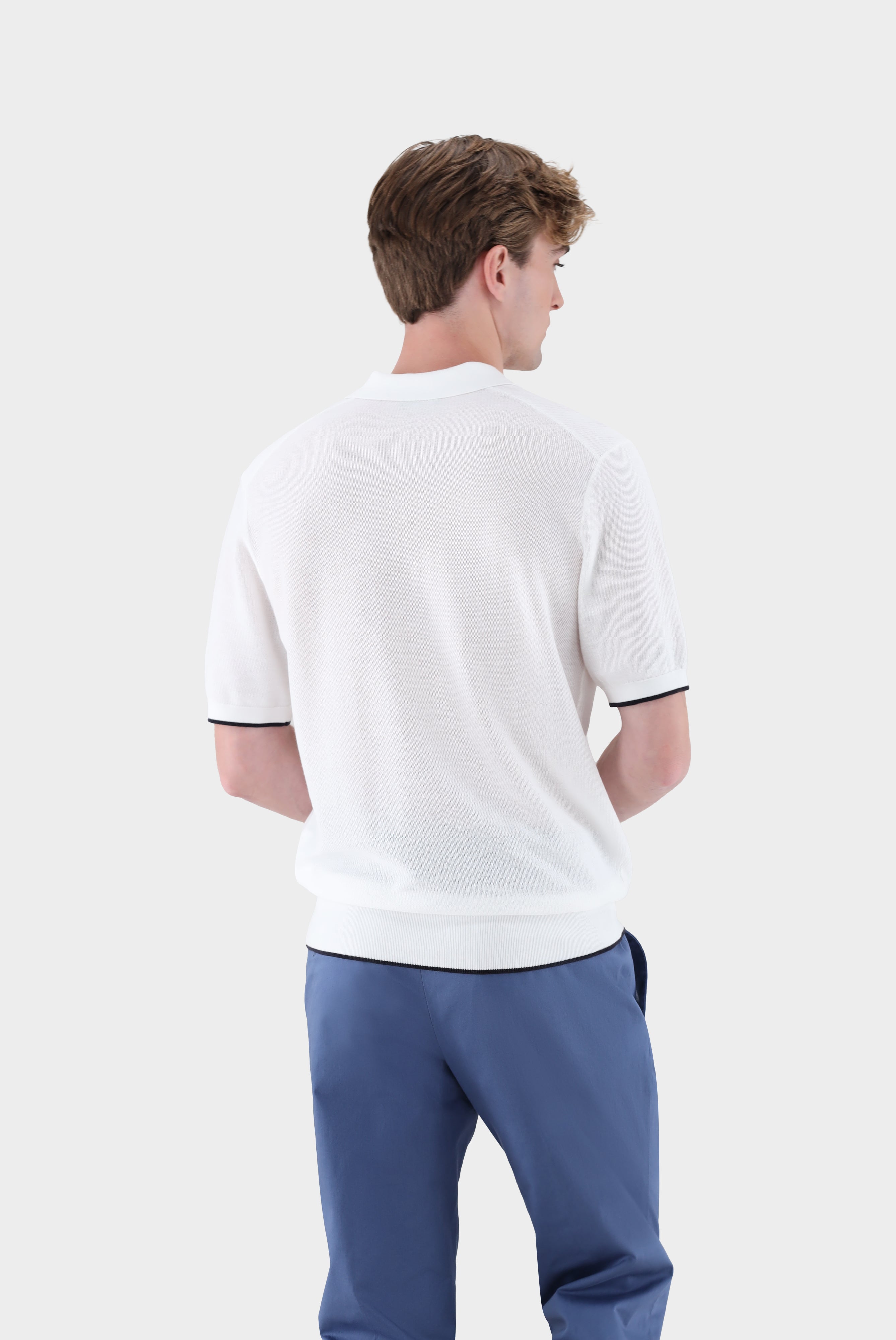 V-Polo gestrickt | mit feiner Struktur-Shirts-Van Laack-OUTLET-ARCHIVIST-ARCHIVE-SALE