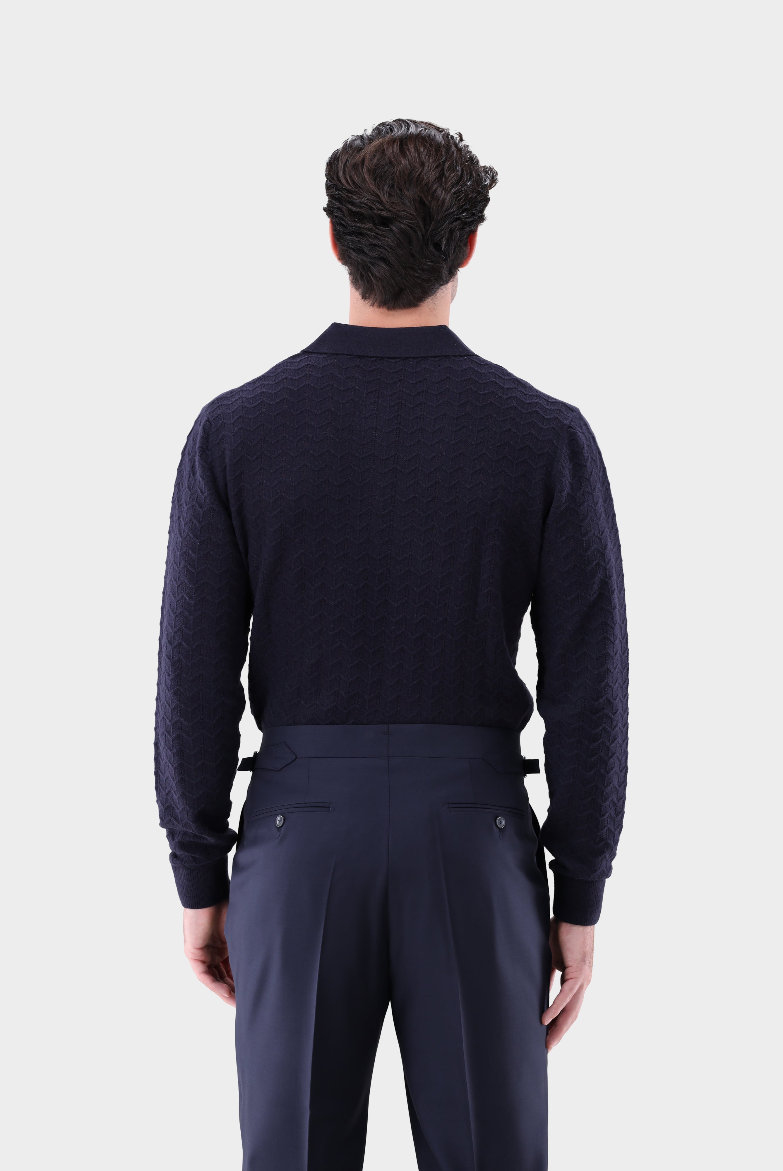 Poloshirt | gestrickt mit V-Neck und Struktur
