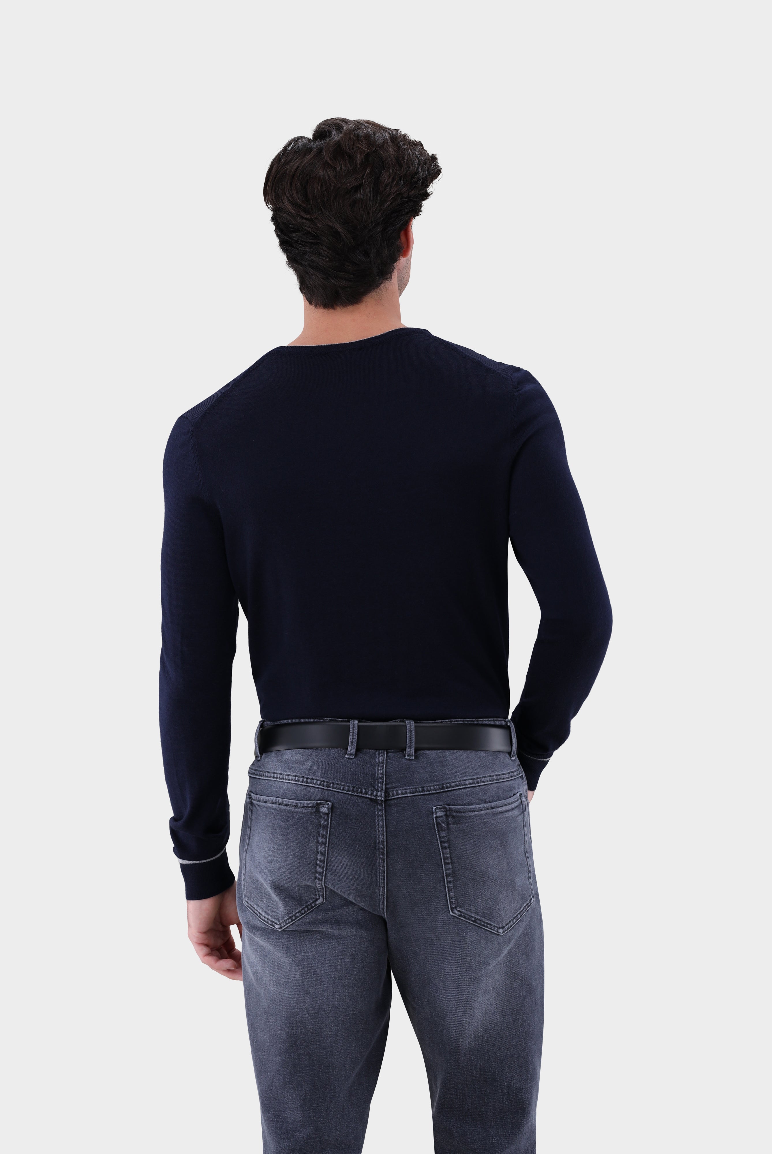 Rundhalspullover | aus merzerisierter Merinowolle mit Farbdetail-Strick & Pullover-Van Laack-OUTLET-ARCHIVIST-ARCHIVE-SALE